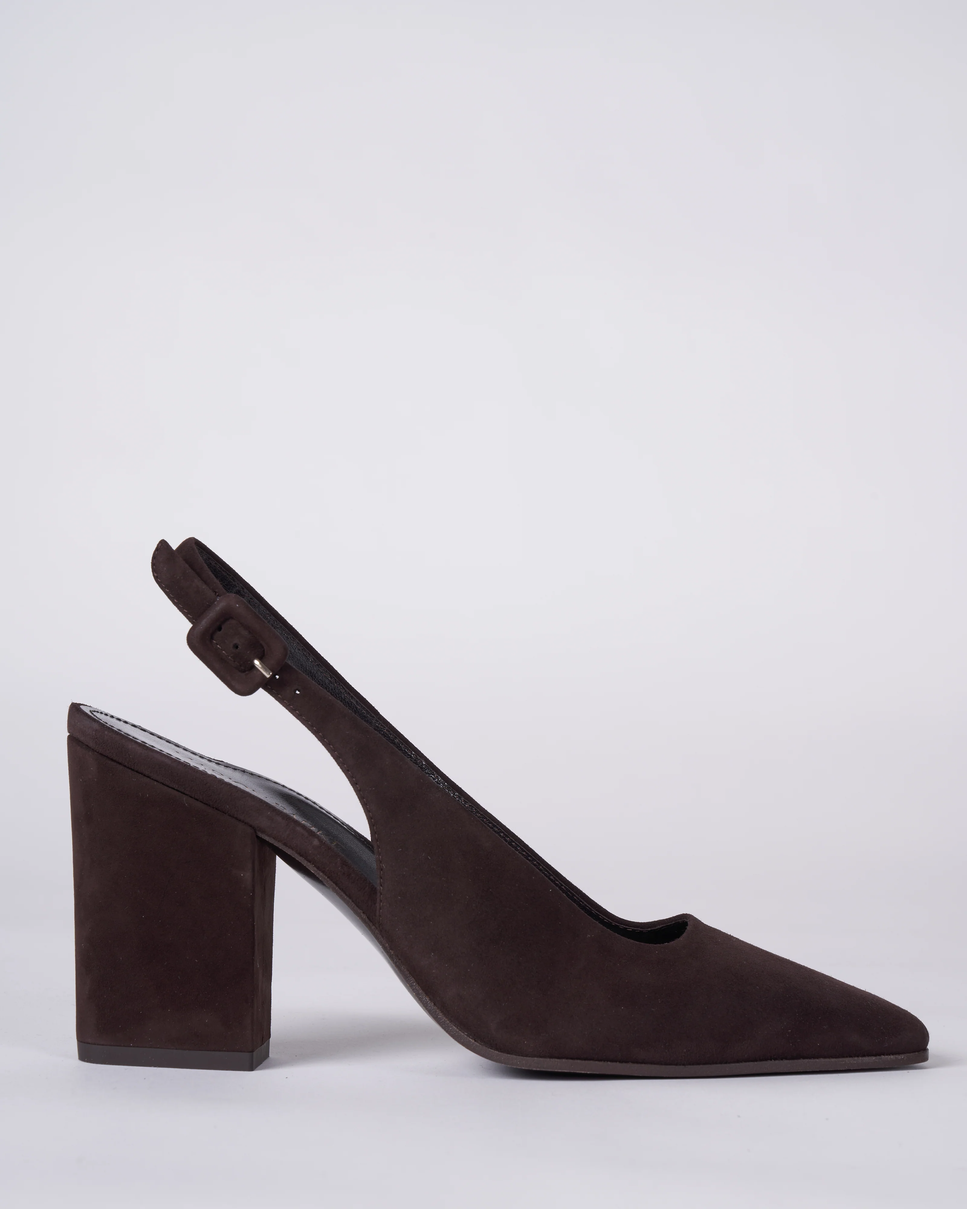 winona square toe suede sling back - 3.3inch heel - chocolate/suede - Image 3
