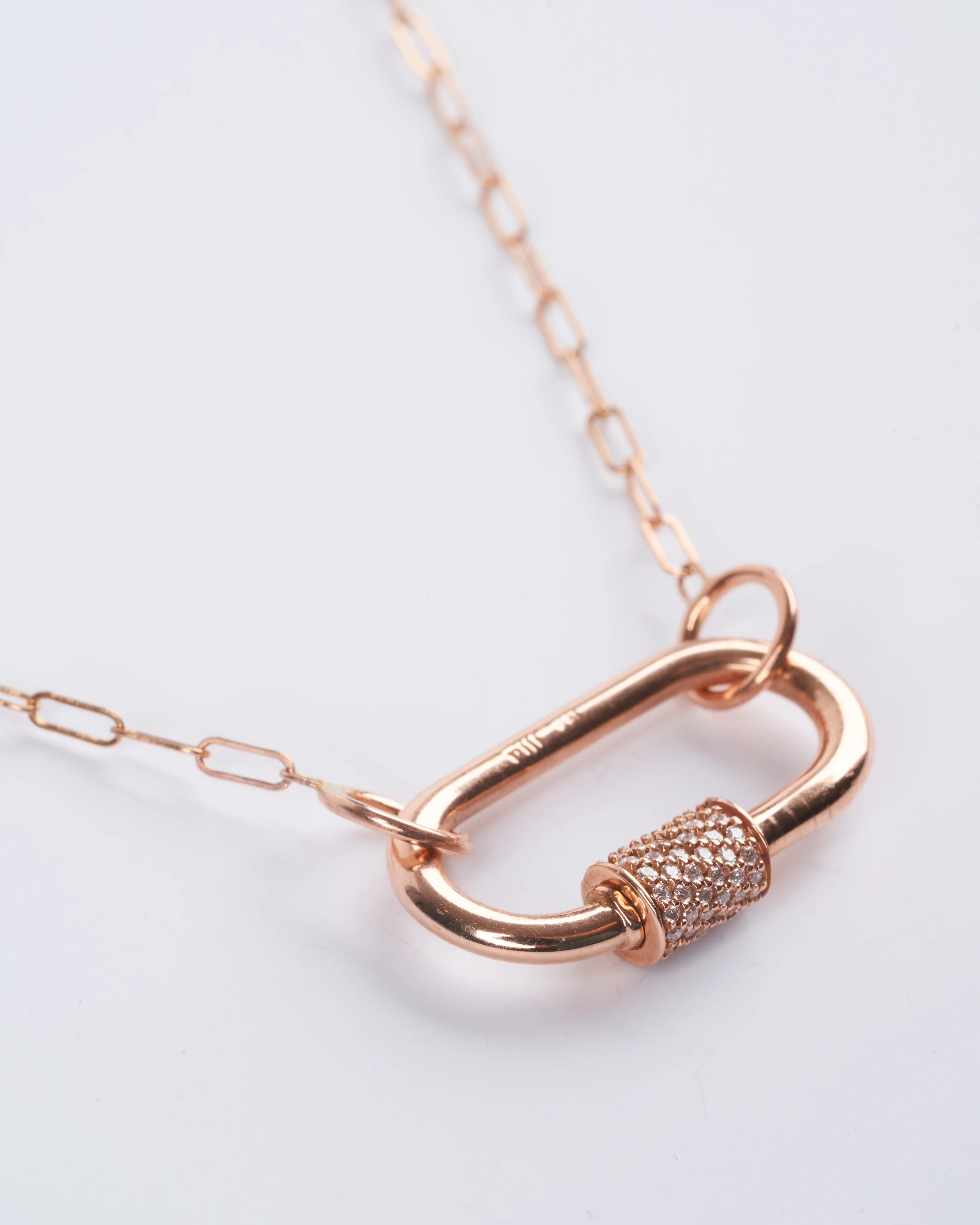 14k rose gold medium lock with diamonds - rosegold - Image 2