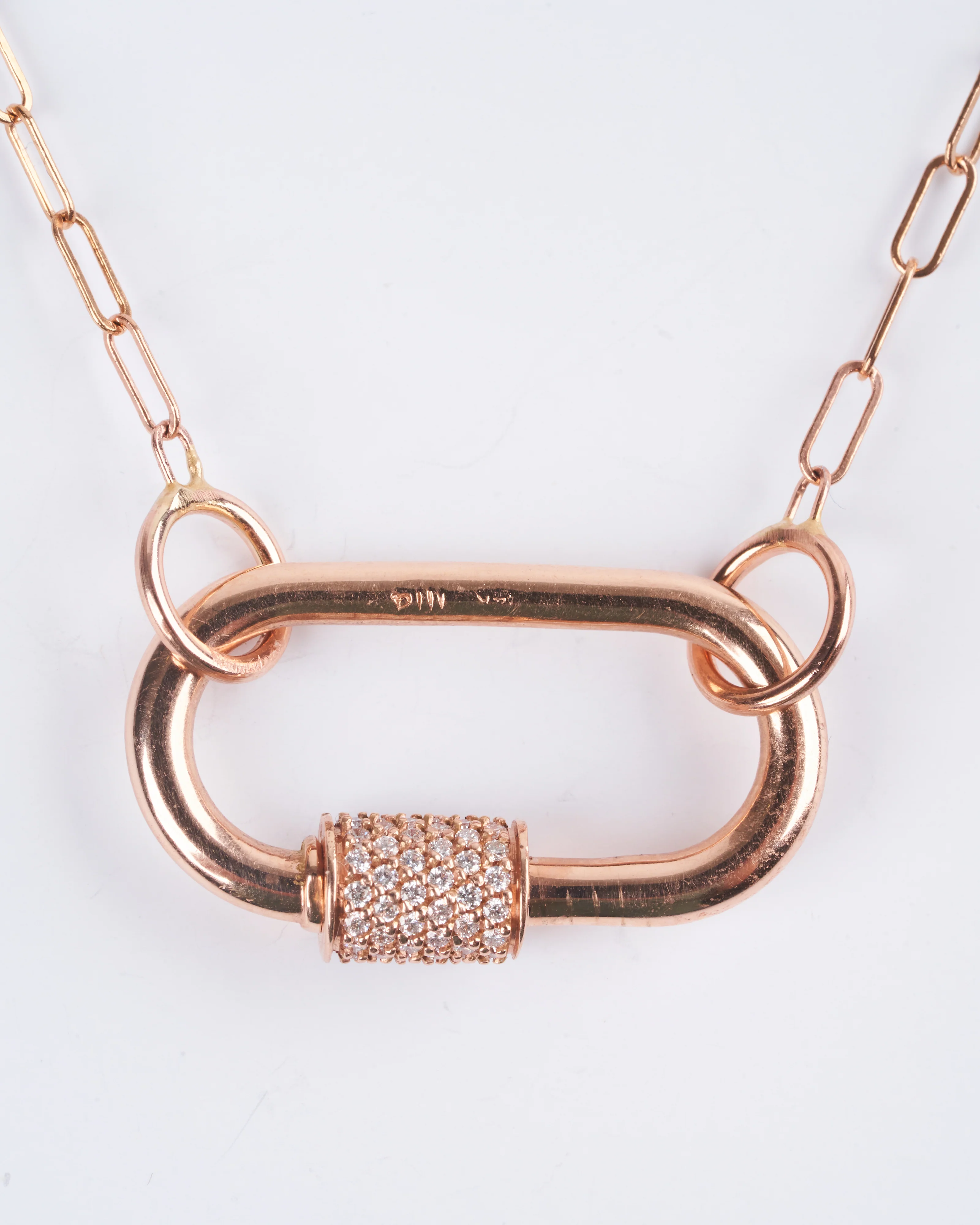 14k rose gold medium lock with diamonds - rosegold - Image 3