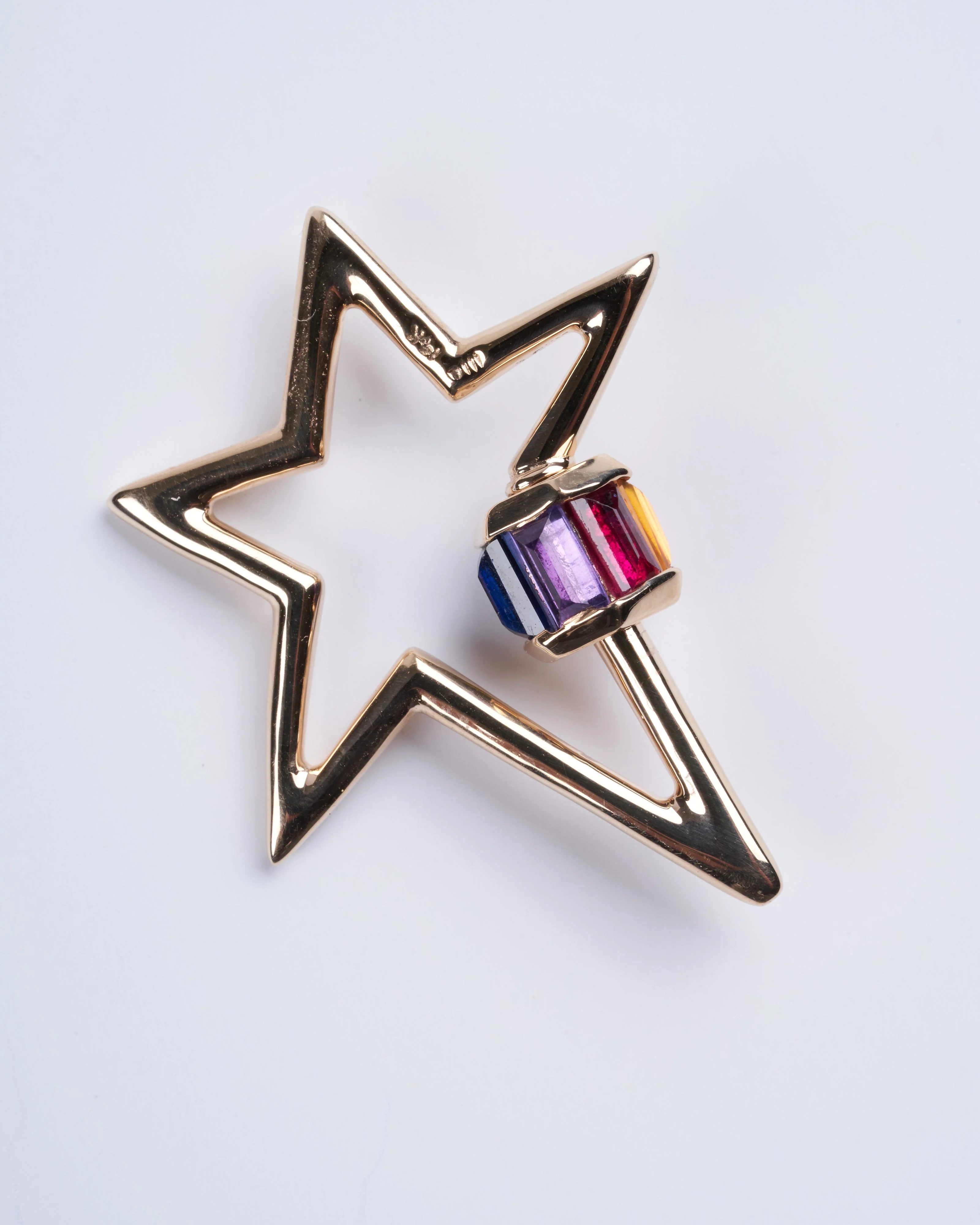 14k yellow gold total baguette starlock with roygbv stones - gold - Image 3