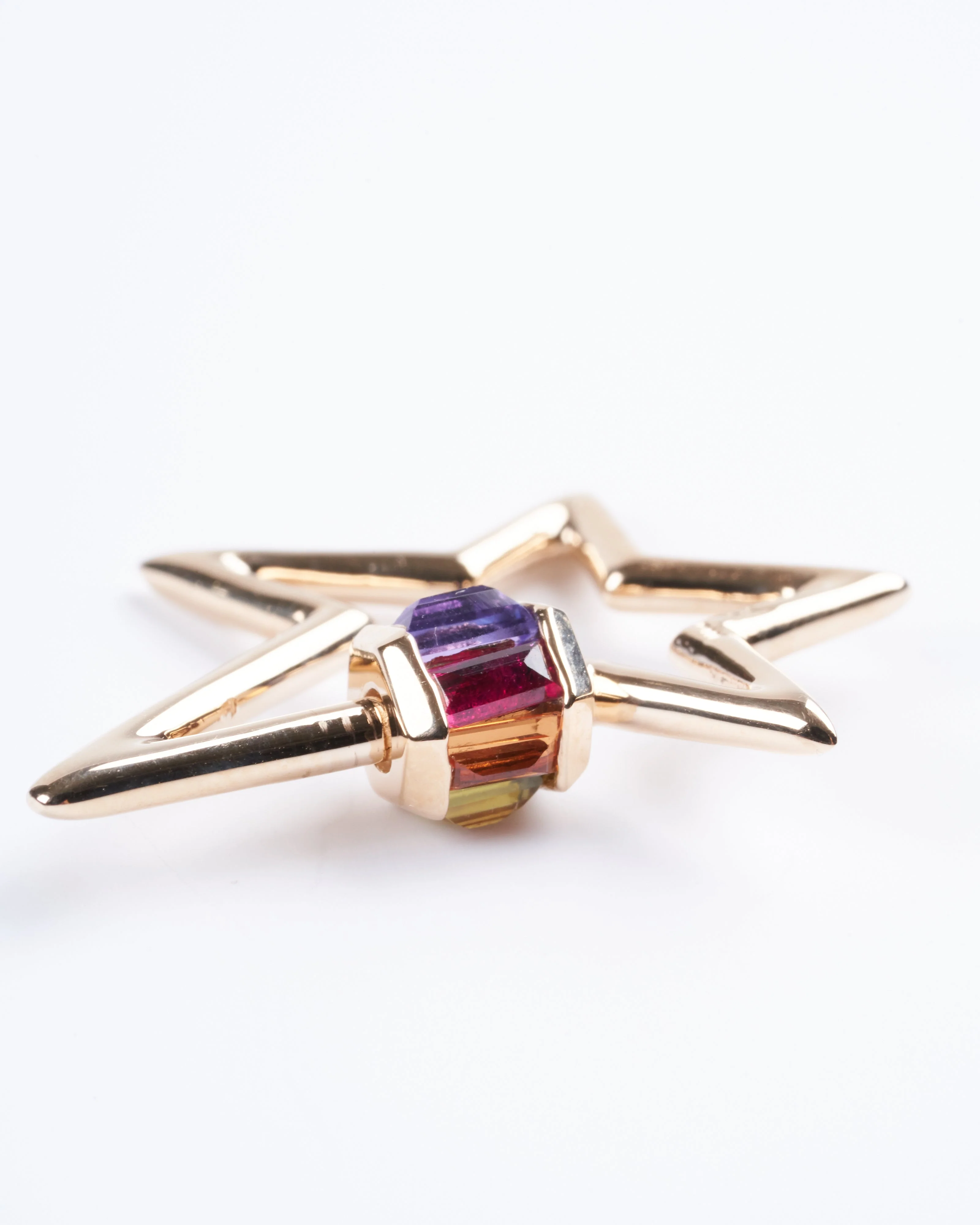 14k yellow gold total baguette starlock with roygbv stones - gold - Image 5