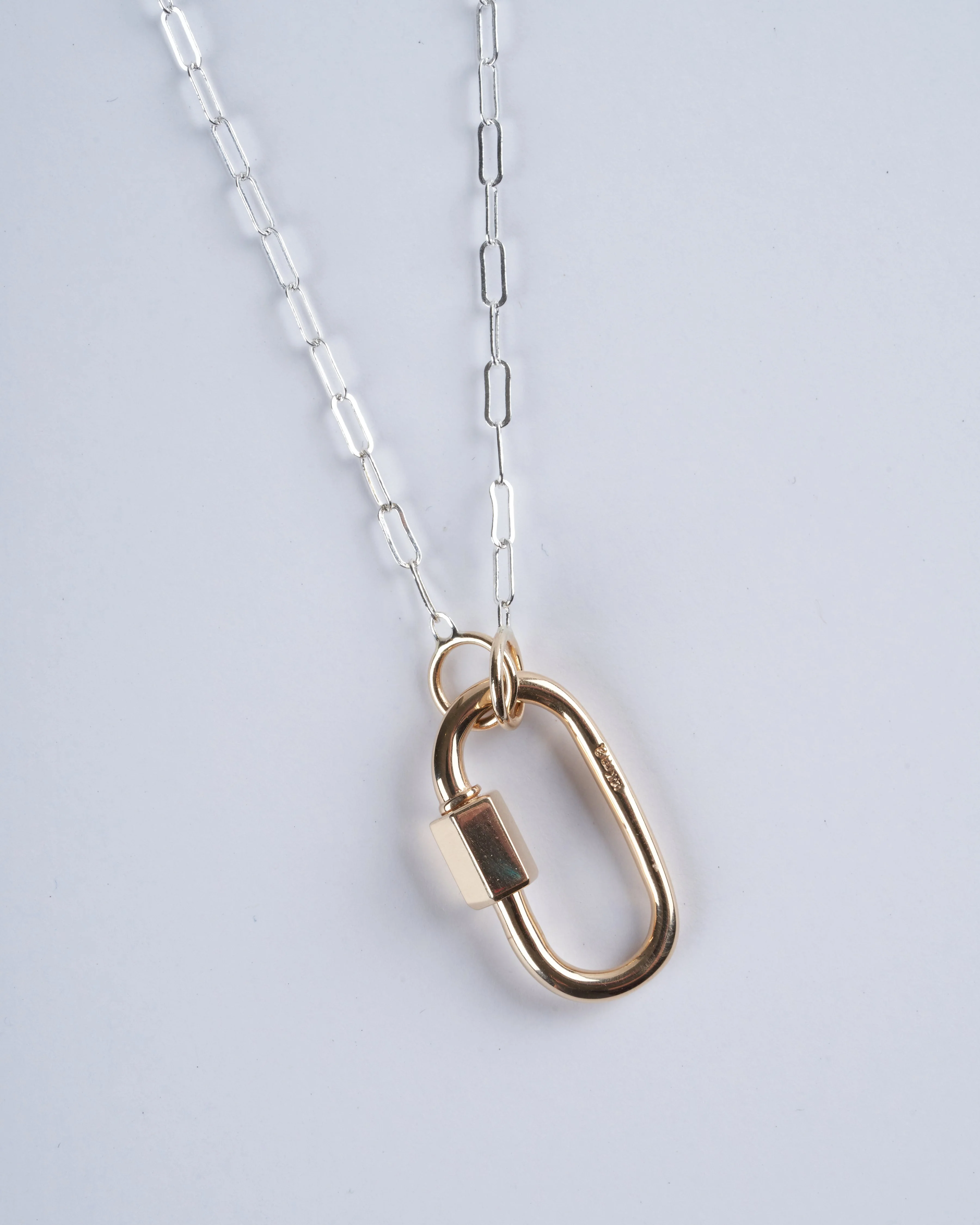 16" silver square link chain with yellow gold loops - Image 2