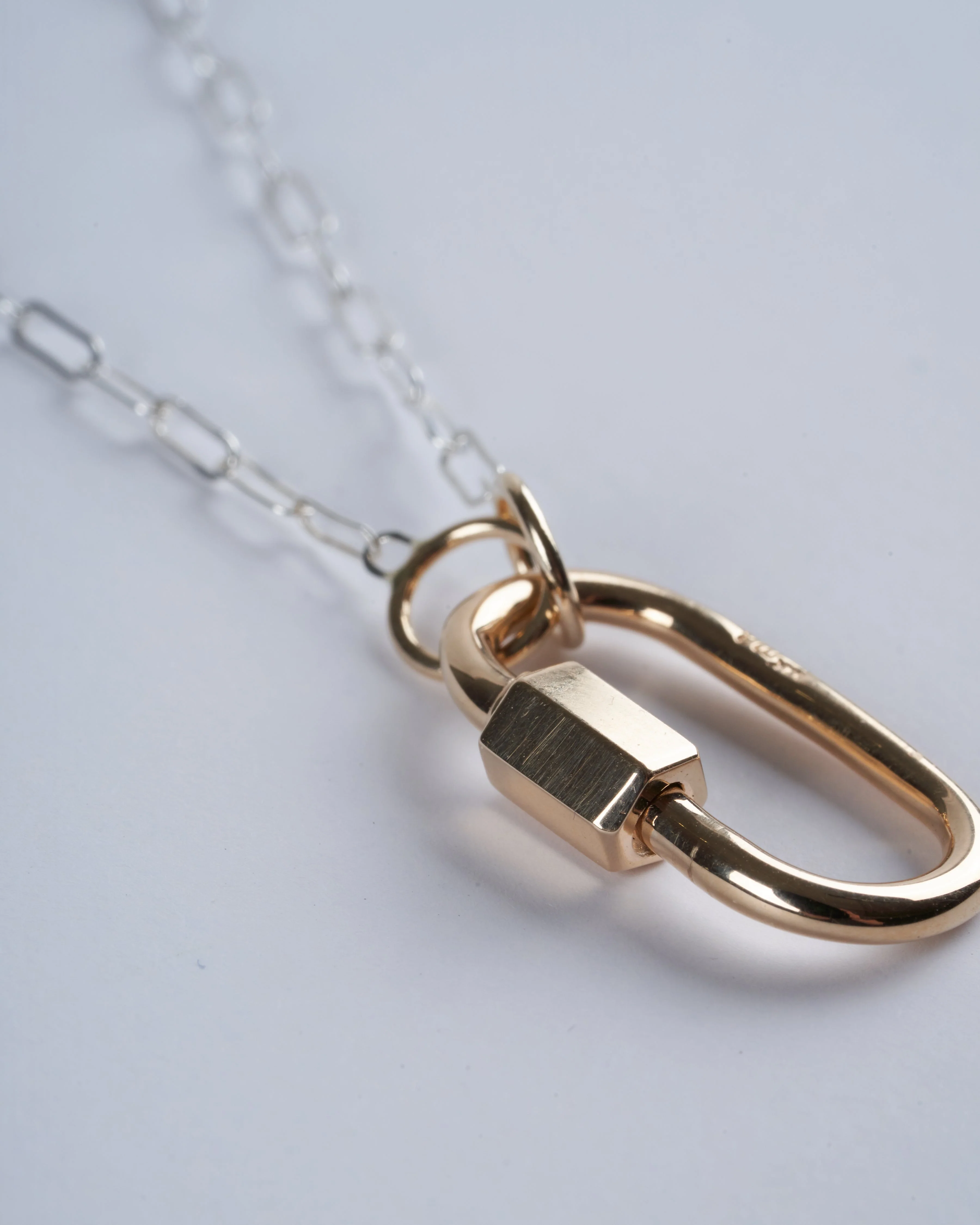 16" silver square link chain with yellow gold loops - Image 3