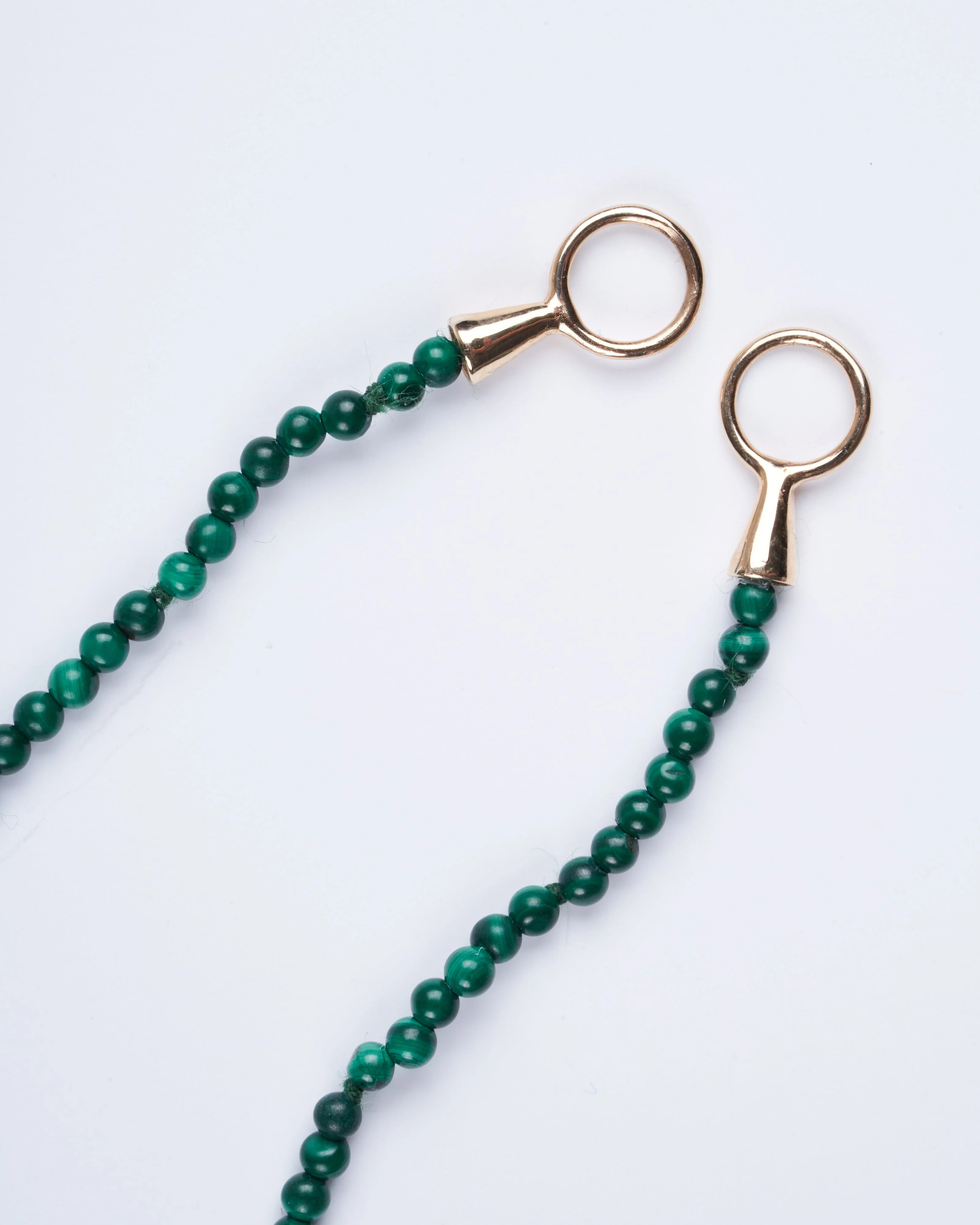 18" malachite itty bitty strand with yellow gold loops - green - Image 2