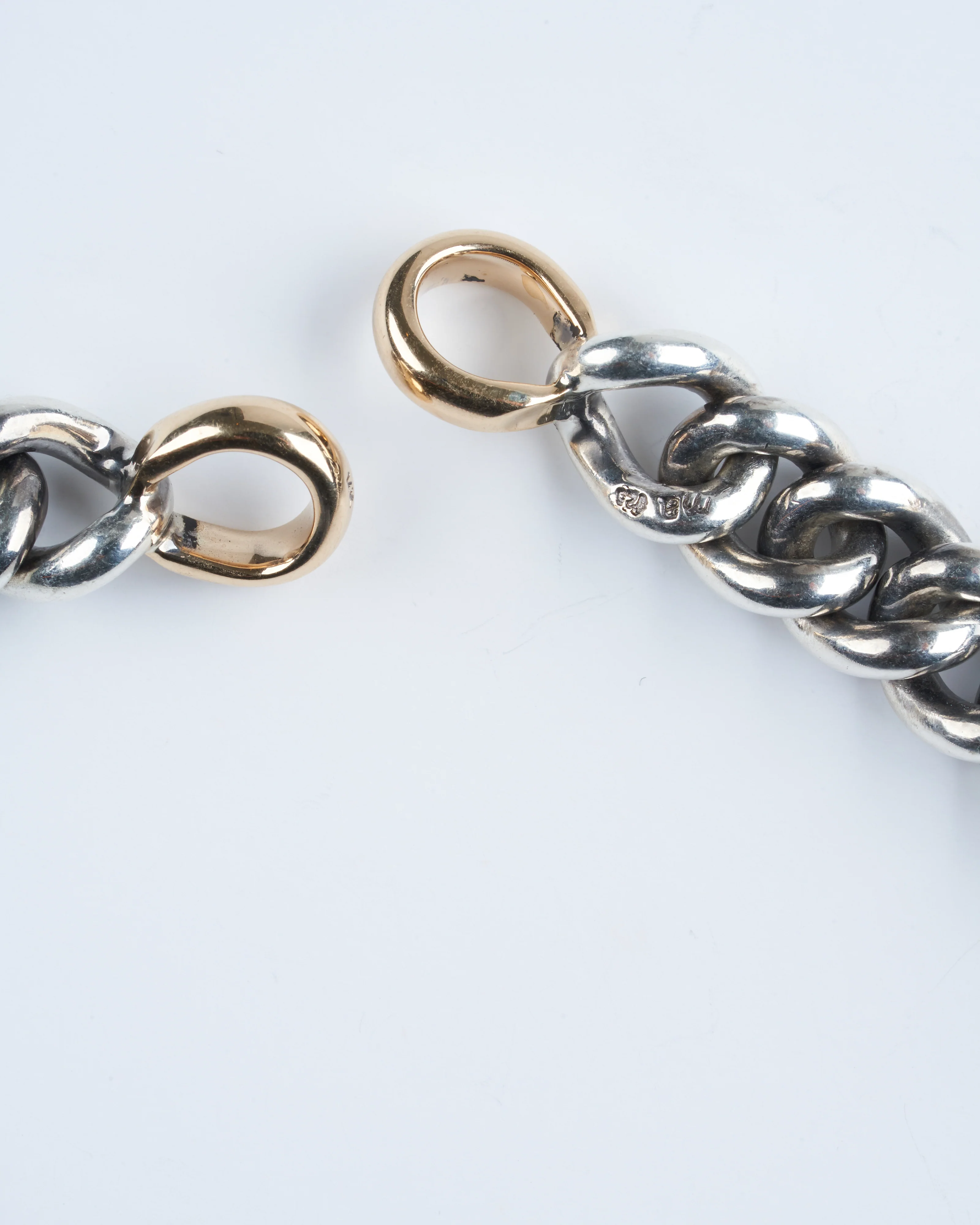18" mini mega curb chain with 14k yellow gold loops - silver/gold - Image 3