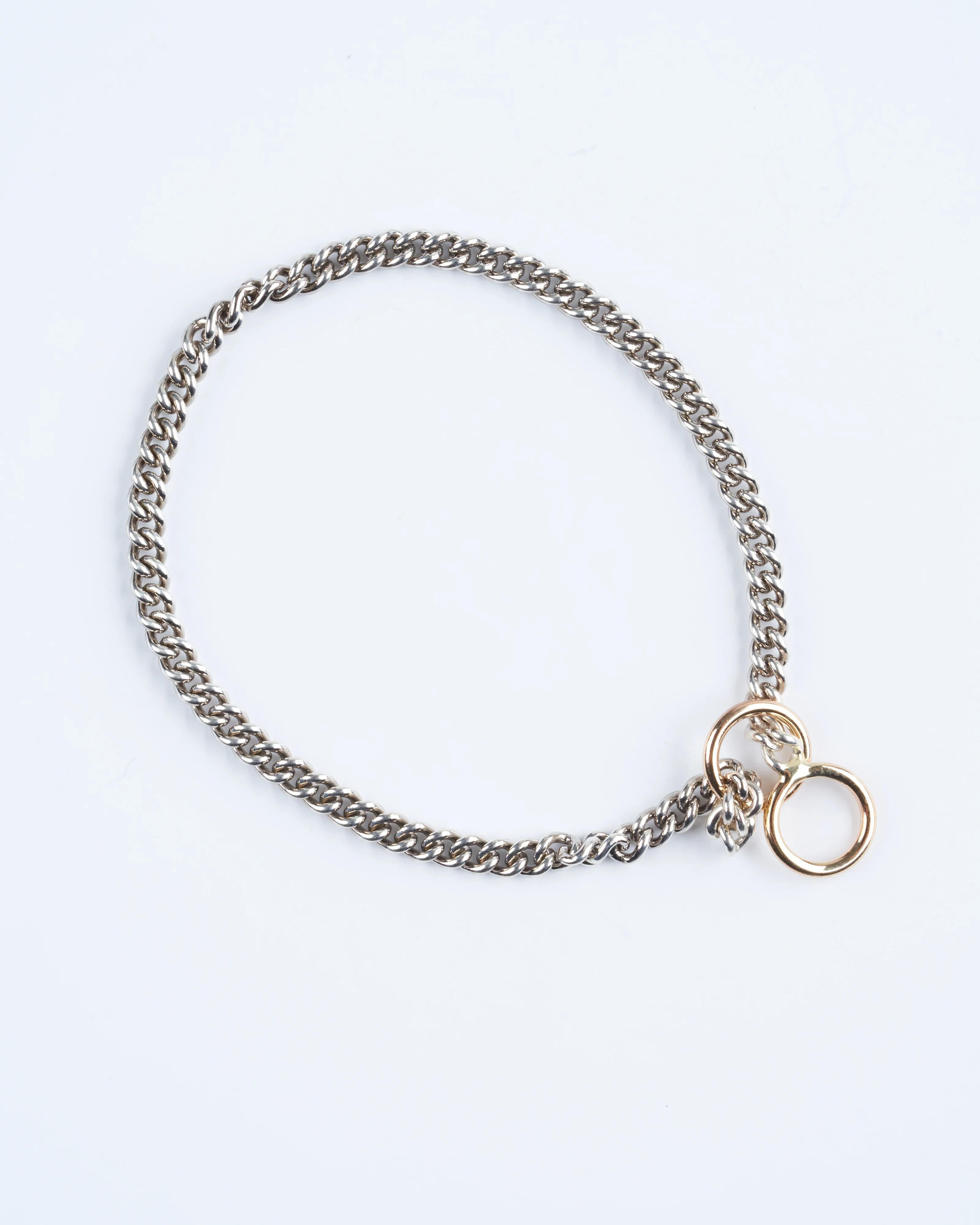 5.5 not so heavy curb chain w/yellow gold loops - silver/gold