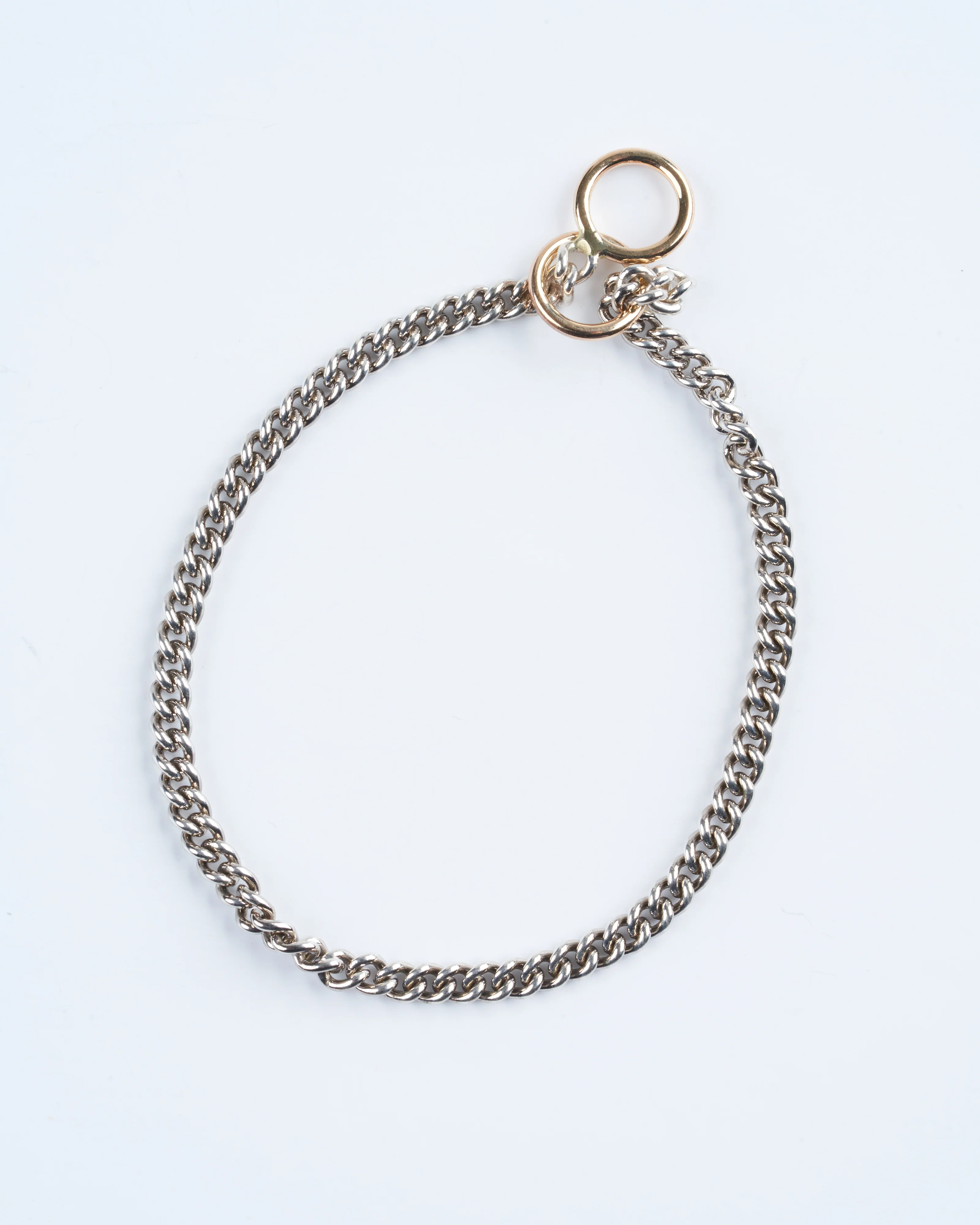 5.5 not so heavy curb chain w/yellow gold loops - silver/gold - Image 3