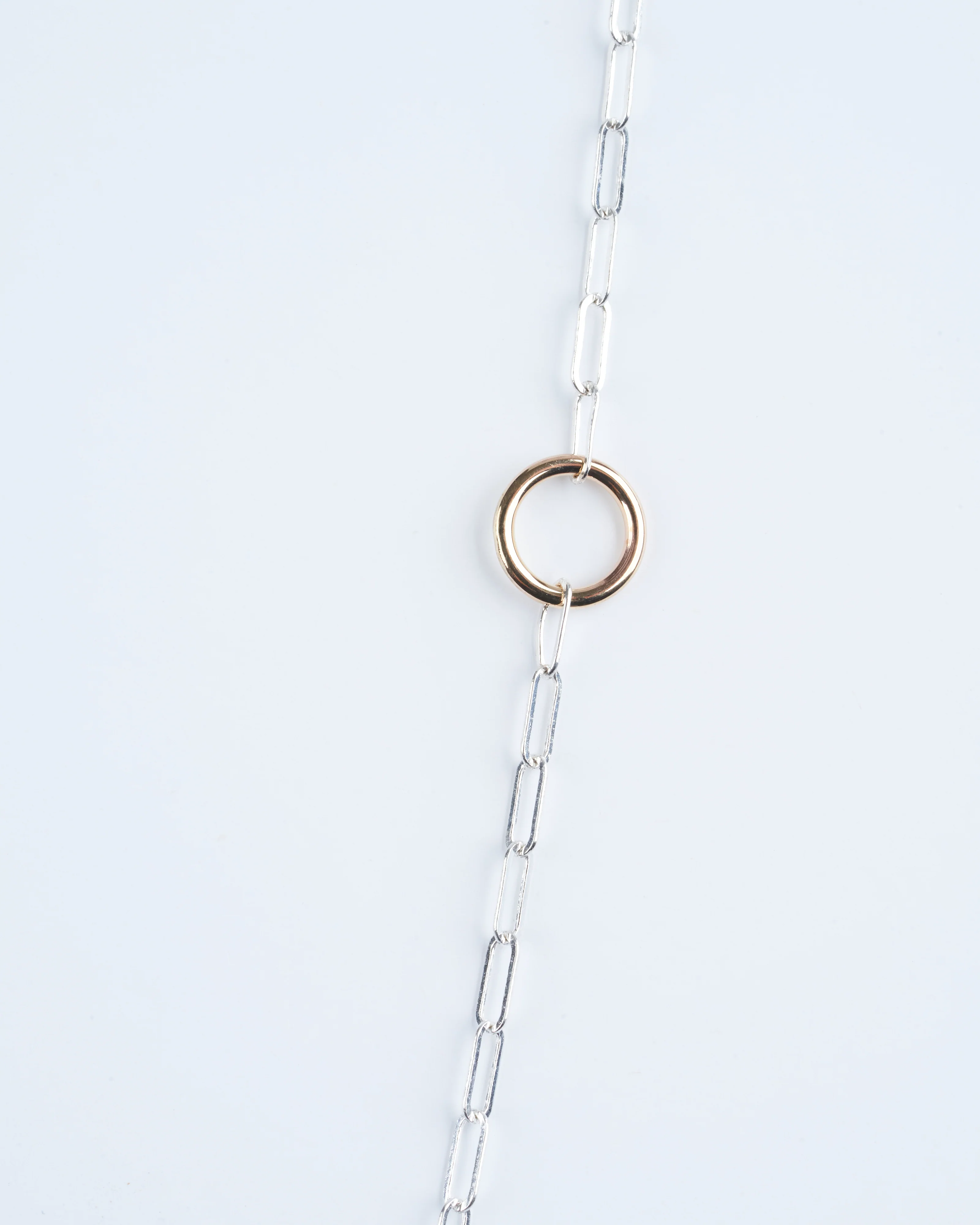 silver square link chain with 3 yellow gold loops 16/18 - silver/gold - Image 2