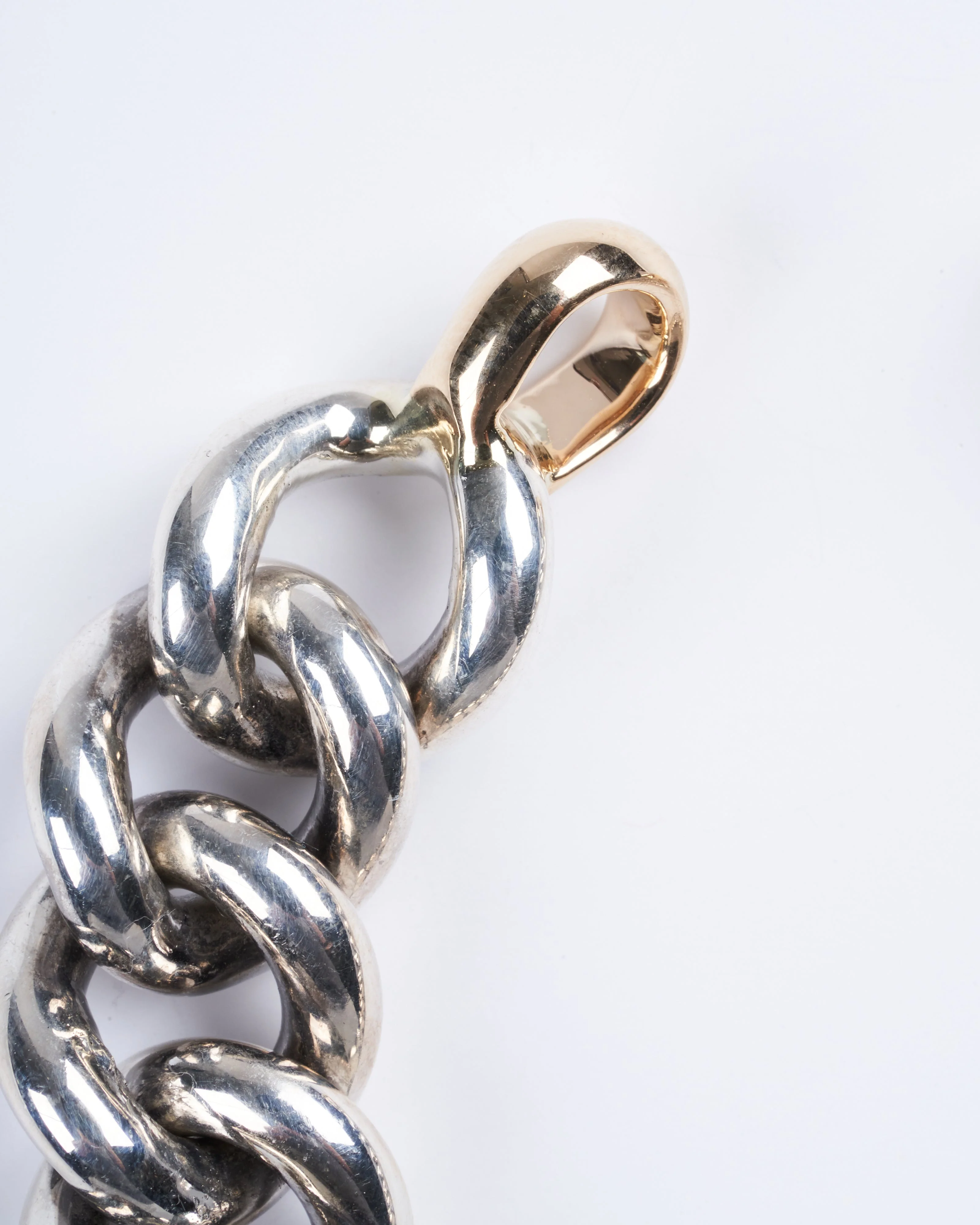 silver mega curb bracelet with yellow gold loops - silver - Image 3