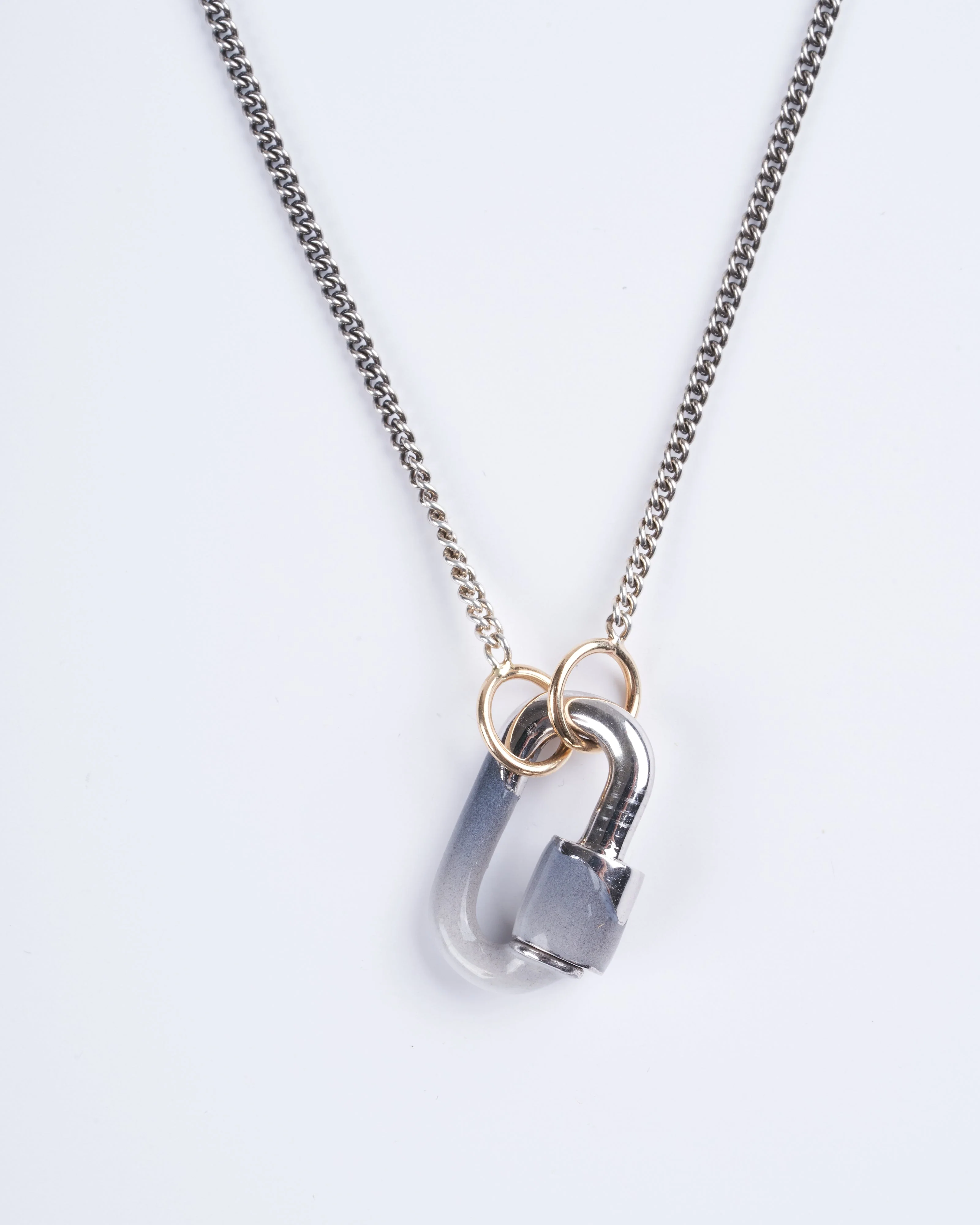white gold smog enamel chubby baby lock - grey/blue