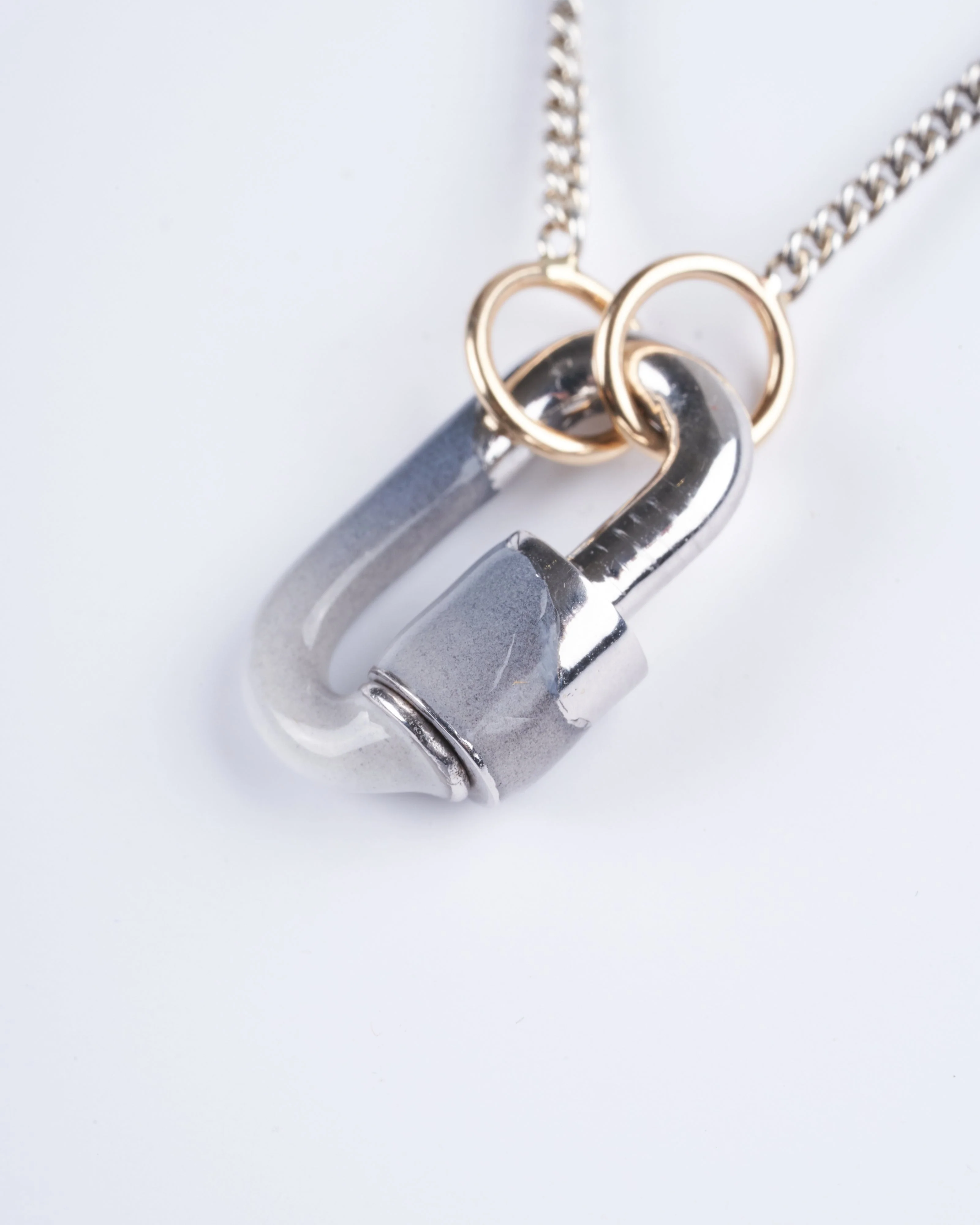 white gold smog enamel chubby baby lock - grey/blue - Image 4