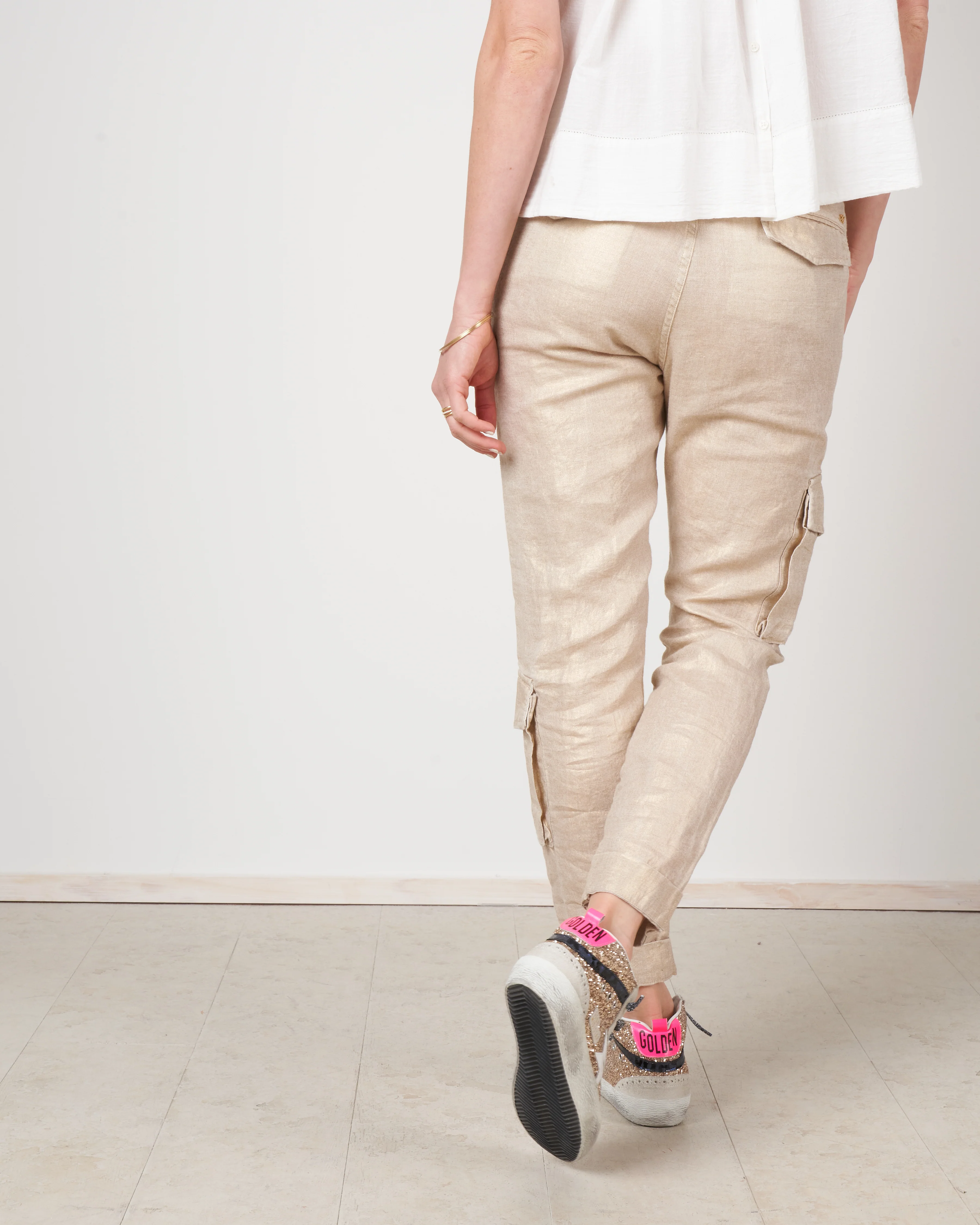 cargo linen pants - gold - Image 3