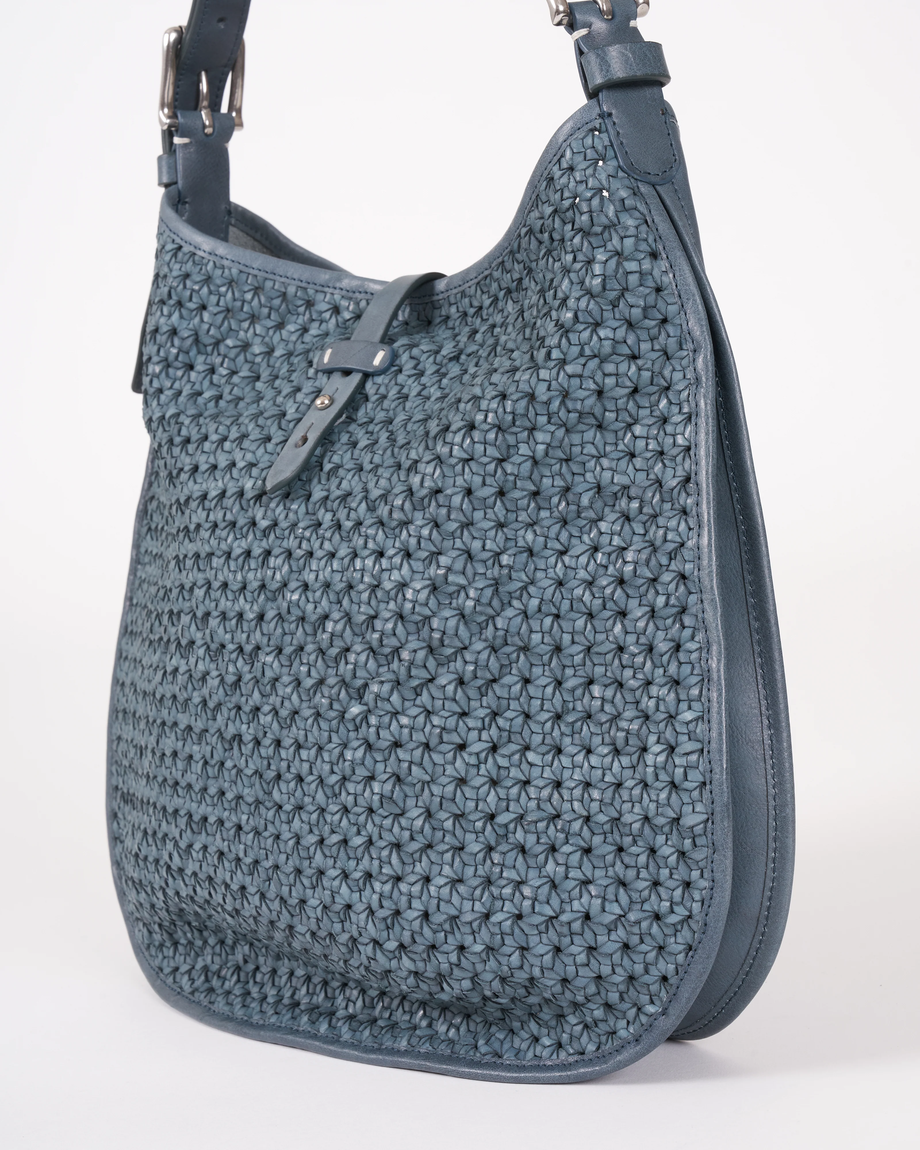 elodie woven crossbody - woven leather ocean - Image 3