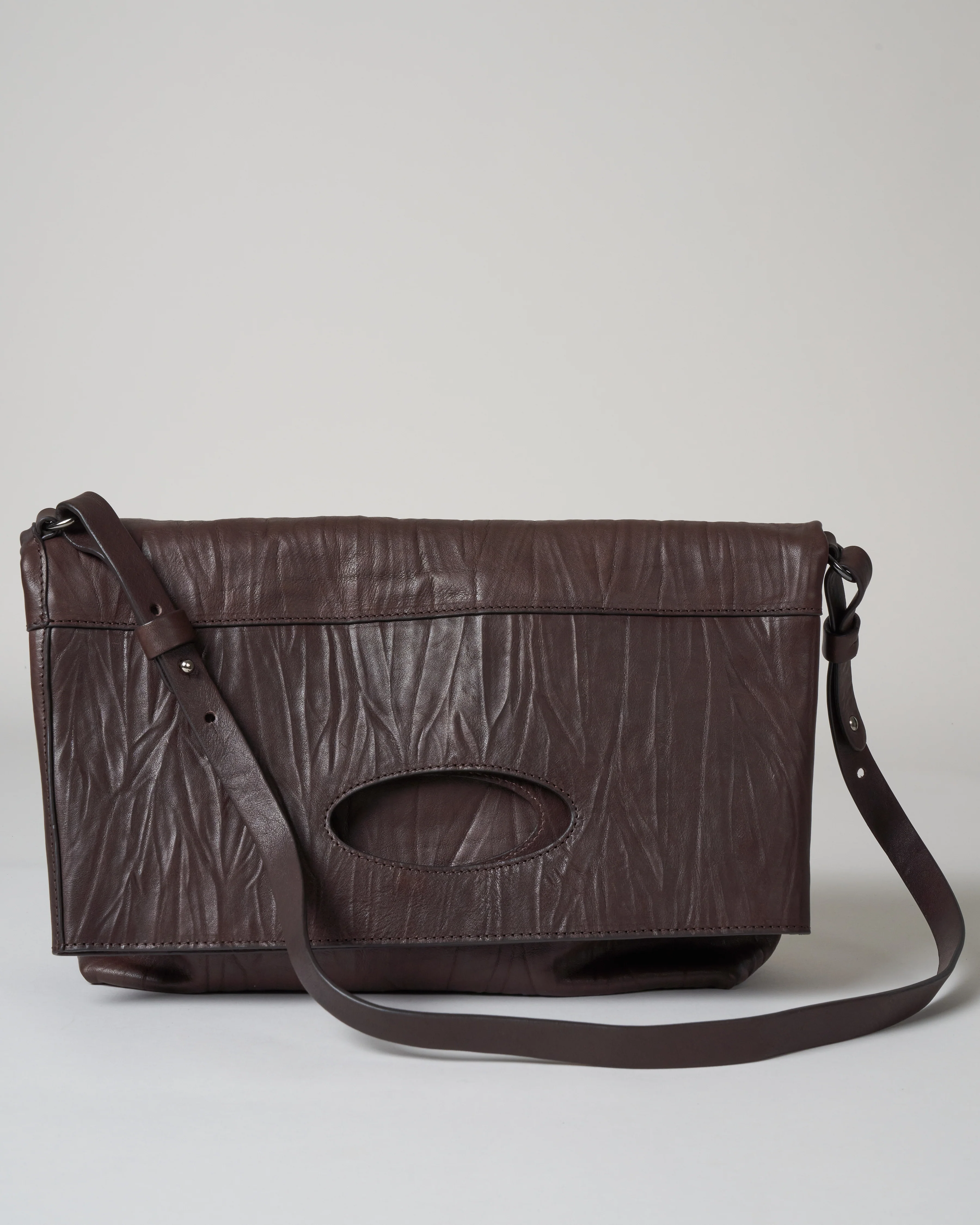 fold-over crossbody with handles - ebano - Image 3
