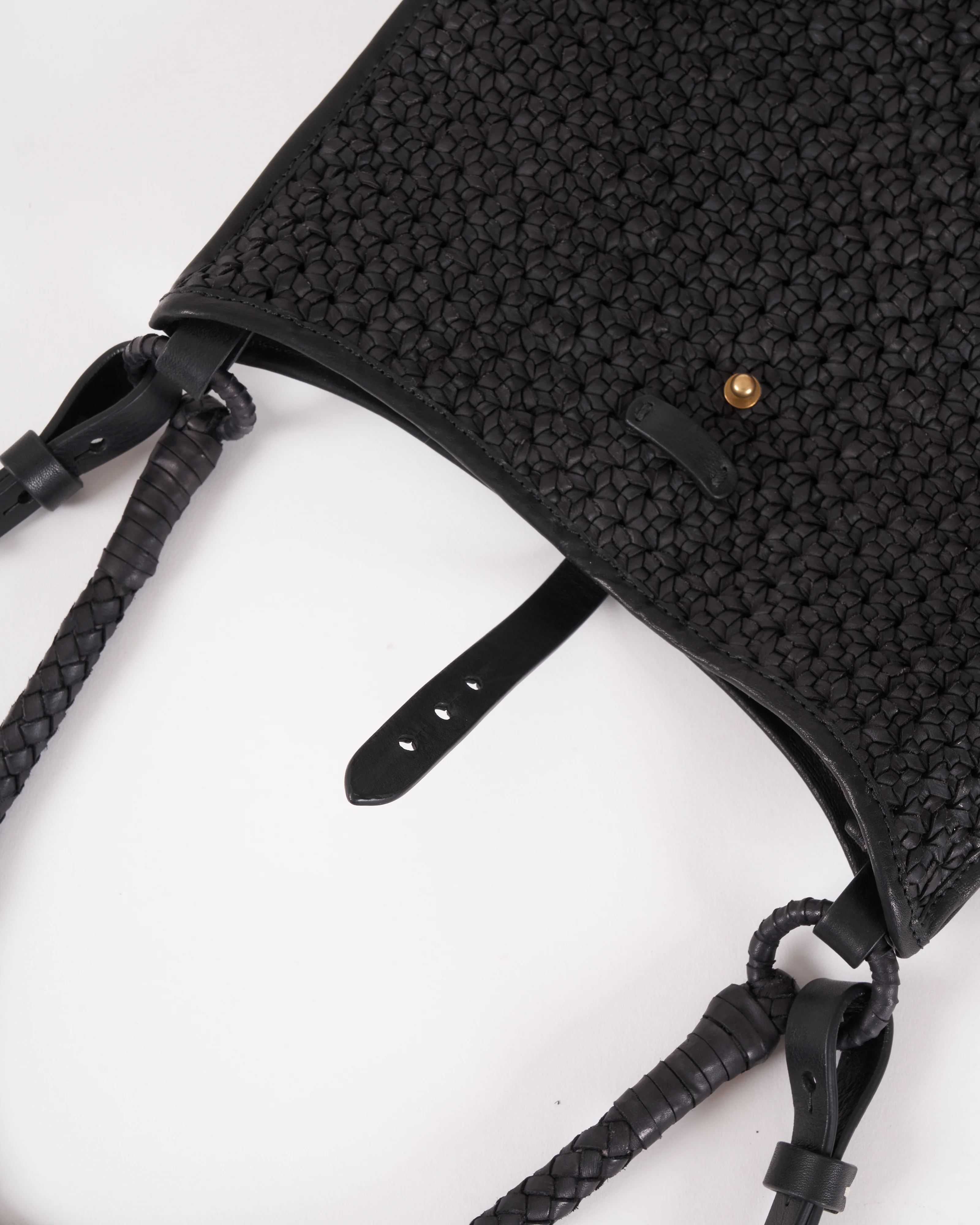 luna crossbody - woven leather black - Image 3
