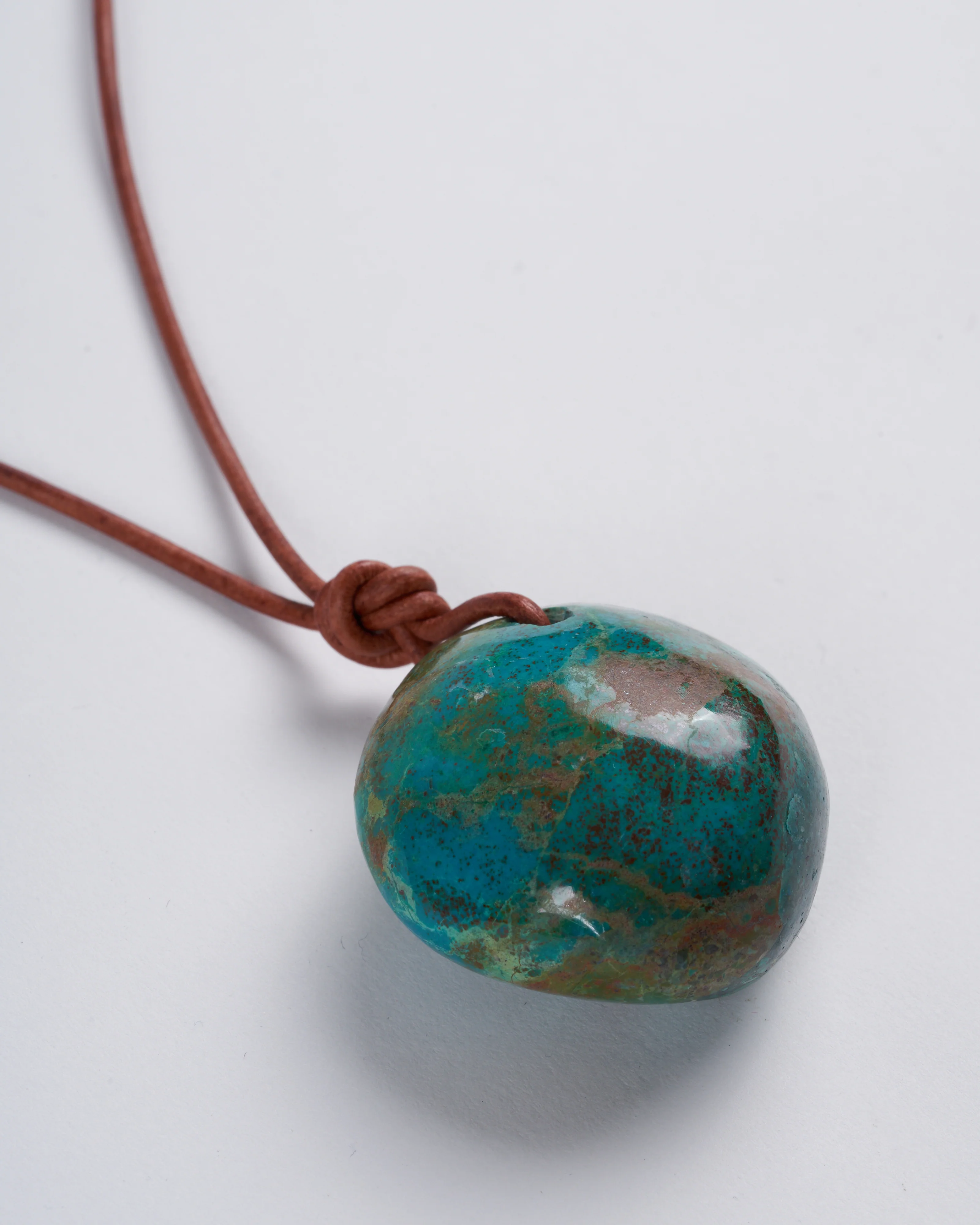 chrysocolla on leather - stone green - Image 2