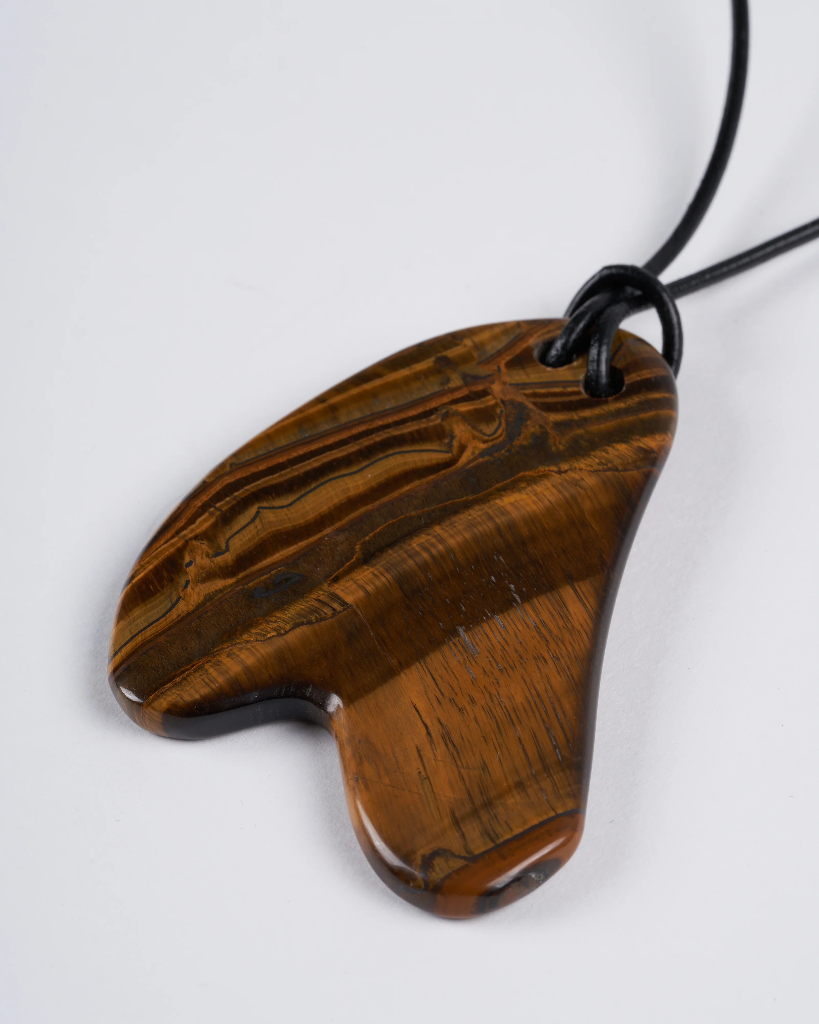 tigers eye plaque on leather - stone brown - Image 2