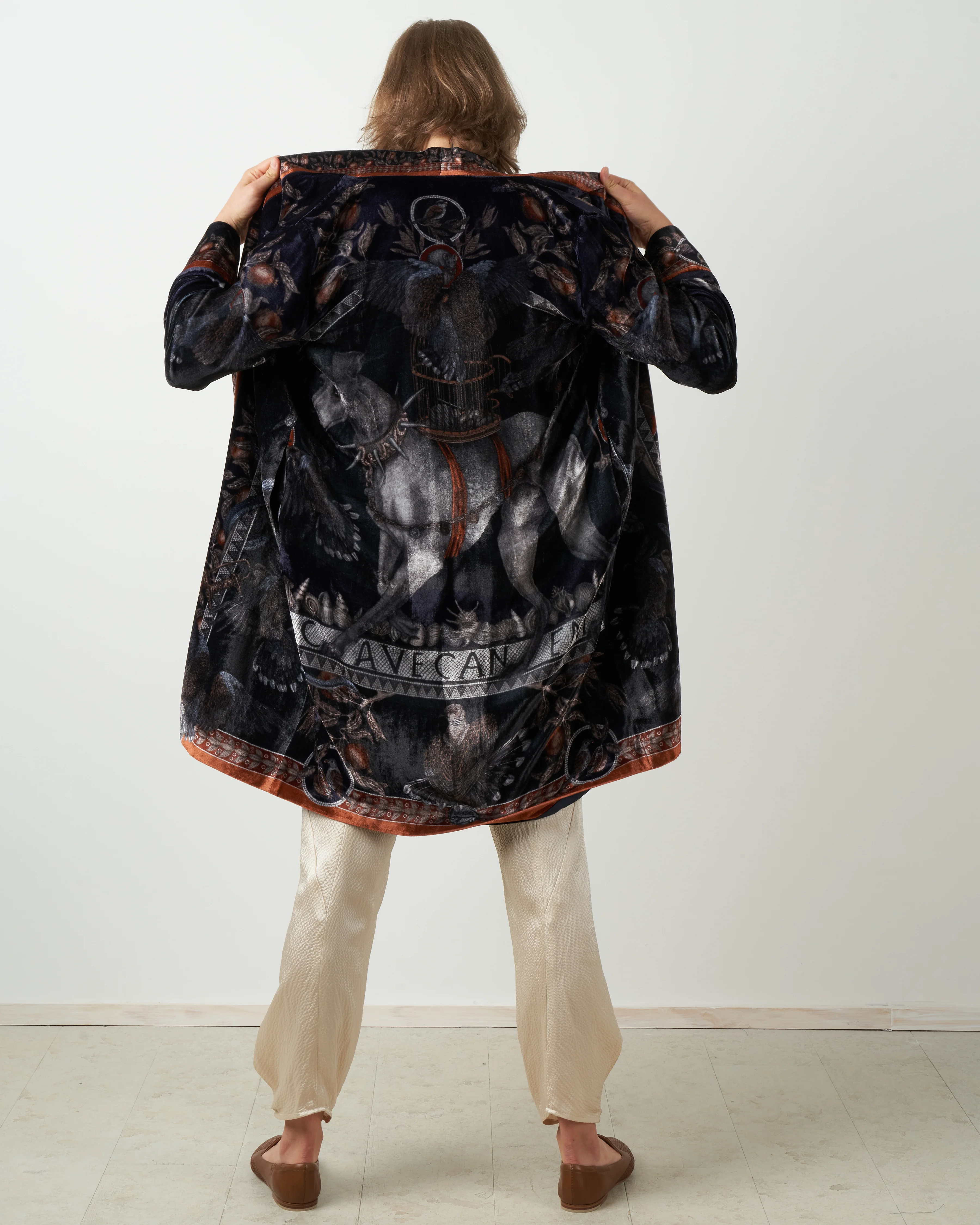 medium cave canem silk velvet midi jacket - water - Image 2