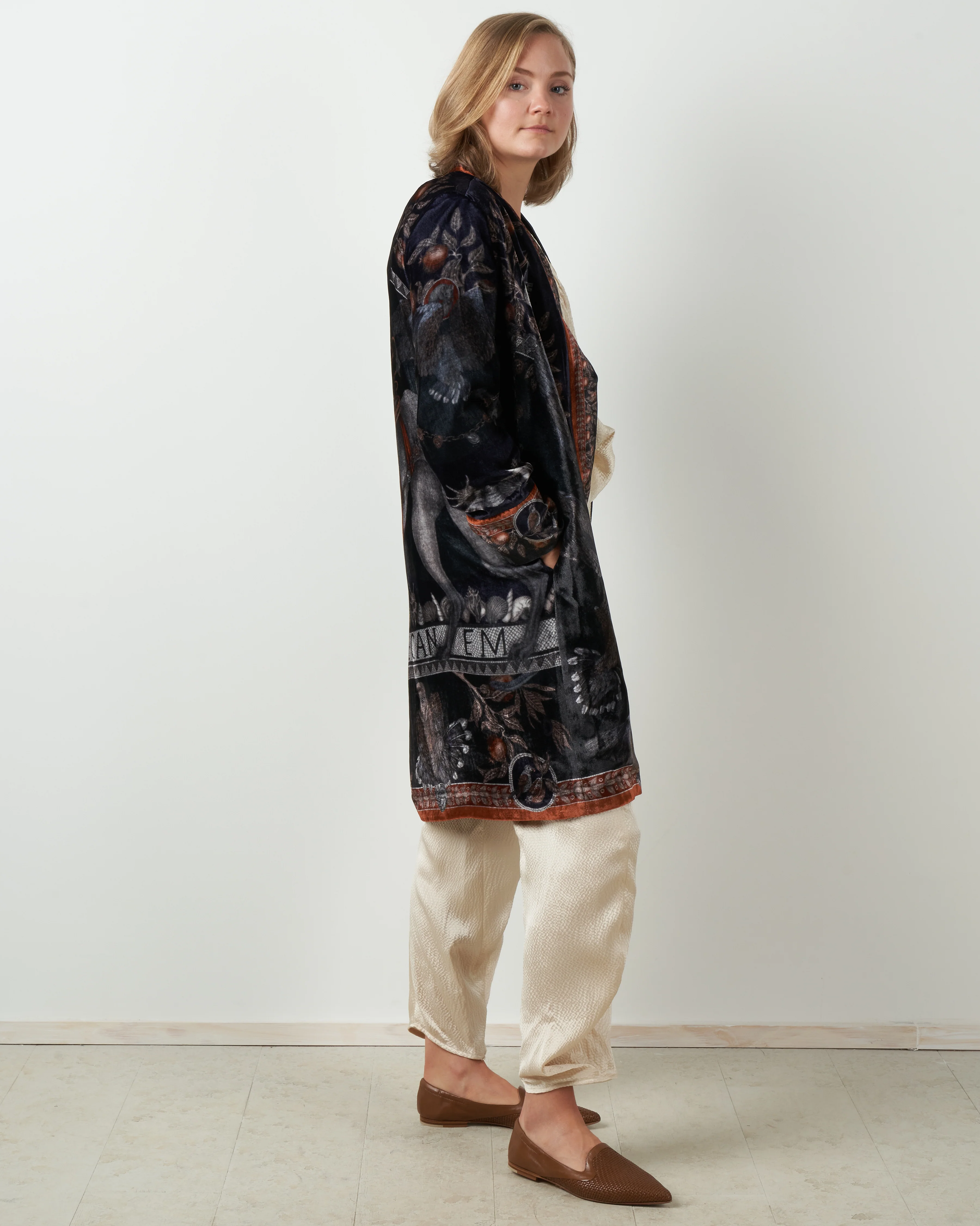 medium cave canem silk velvet midi jacket - water - Image 3