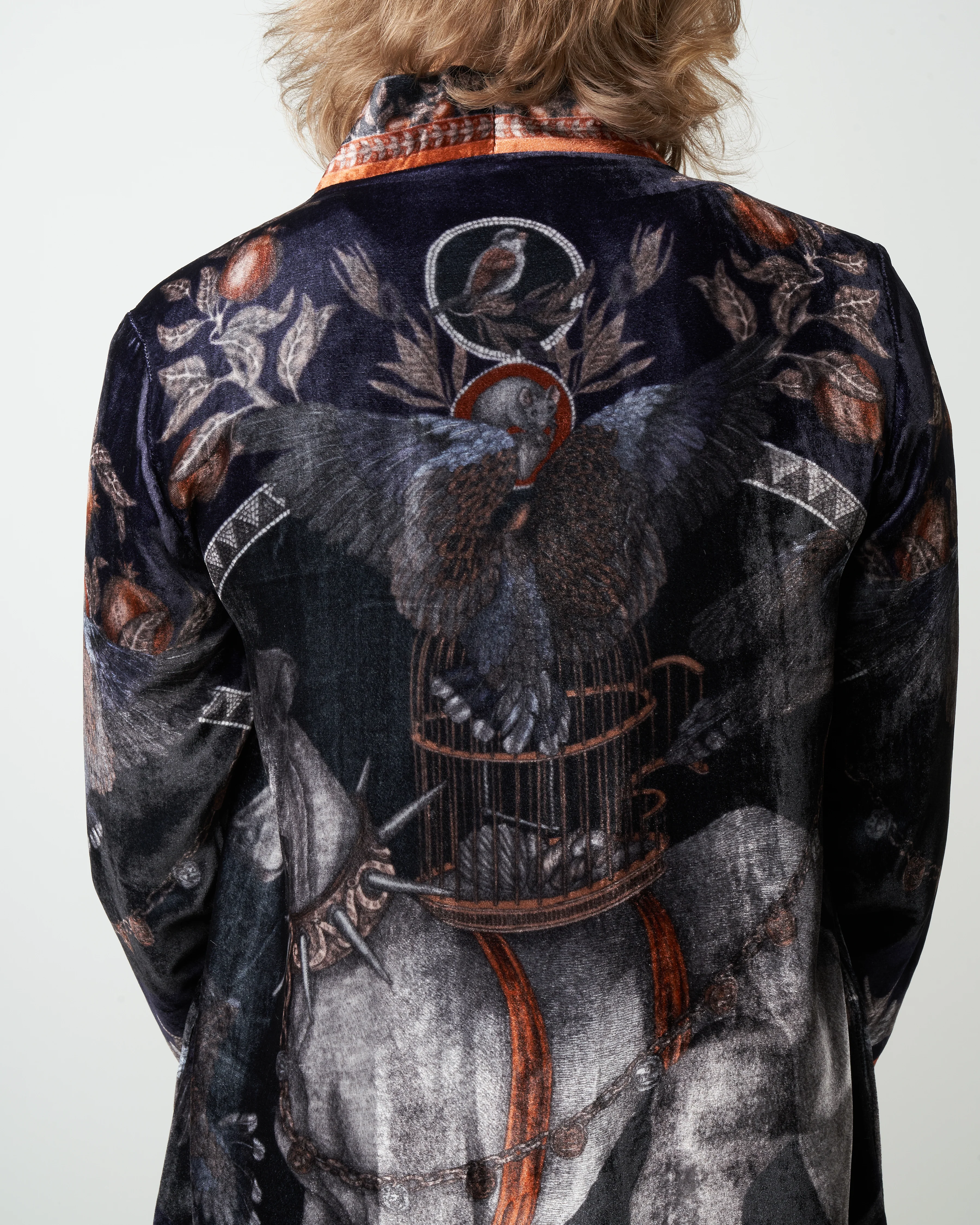 medium cave canem silk velvet midi jacket - water - Image 5