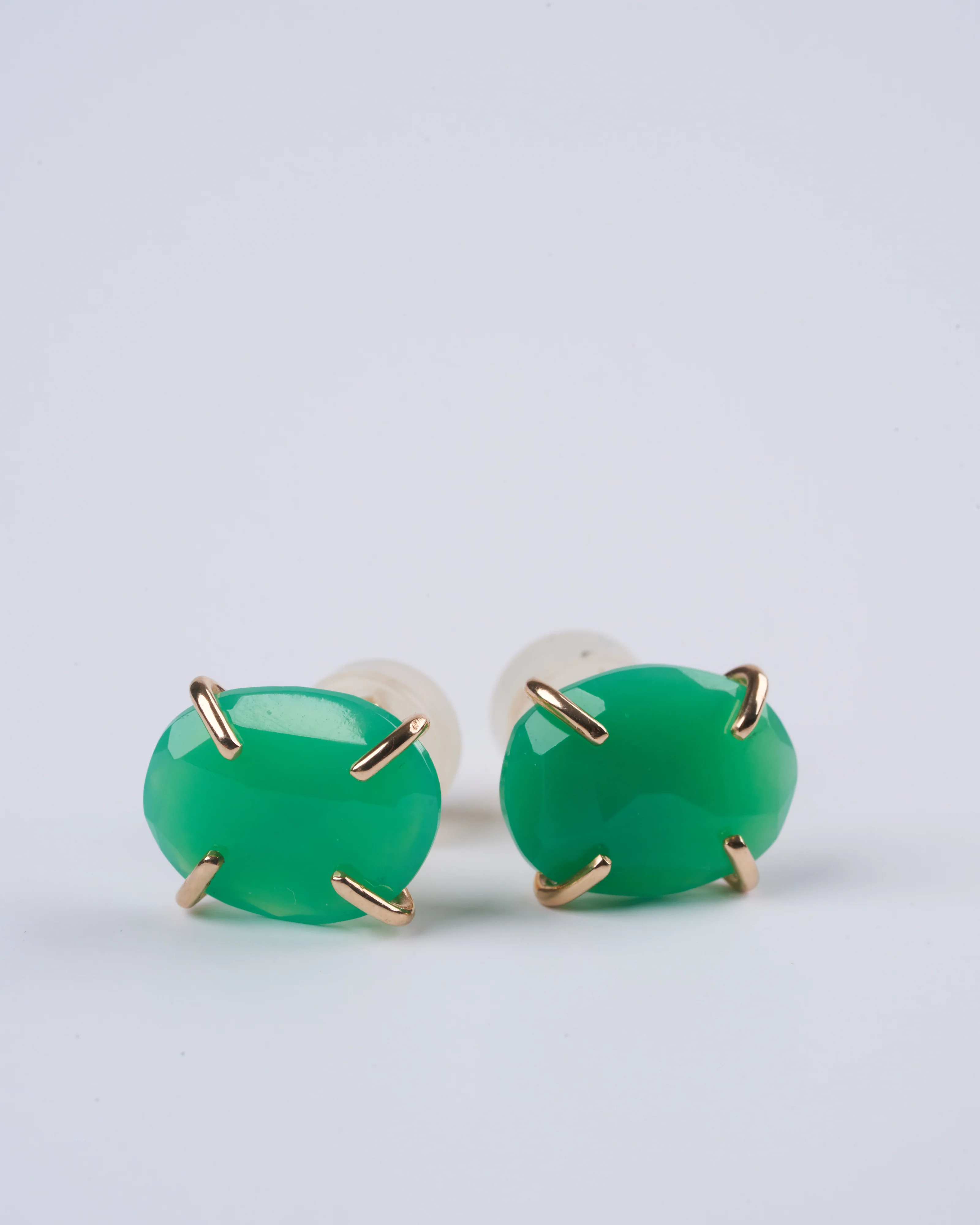 chrysoprase freeform post earring - gold/green - Image 2