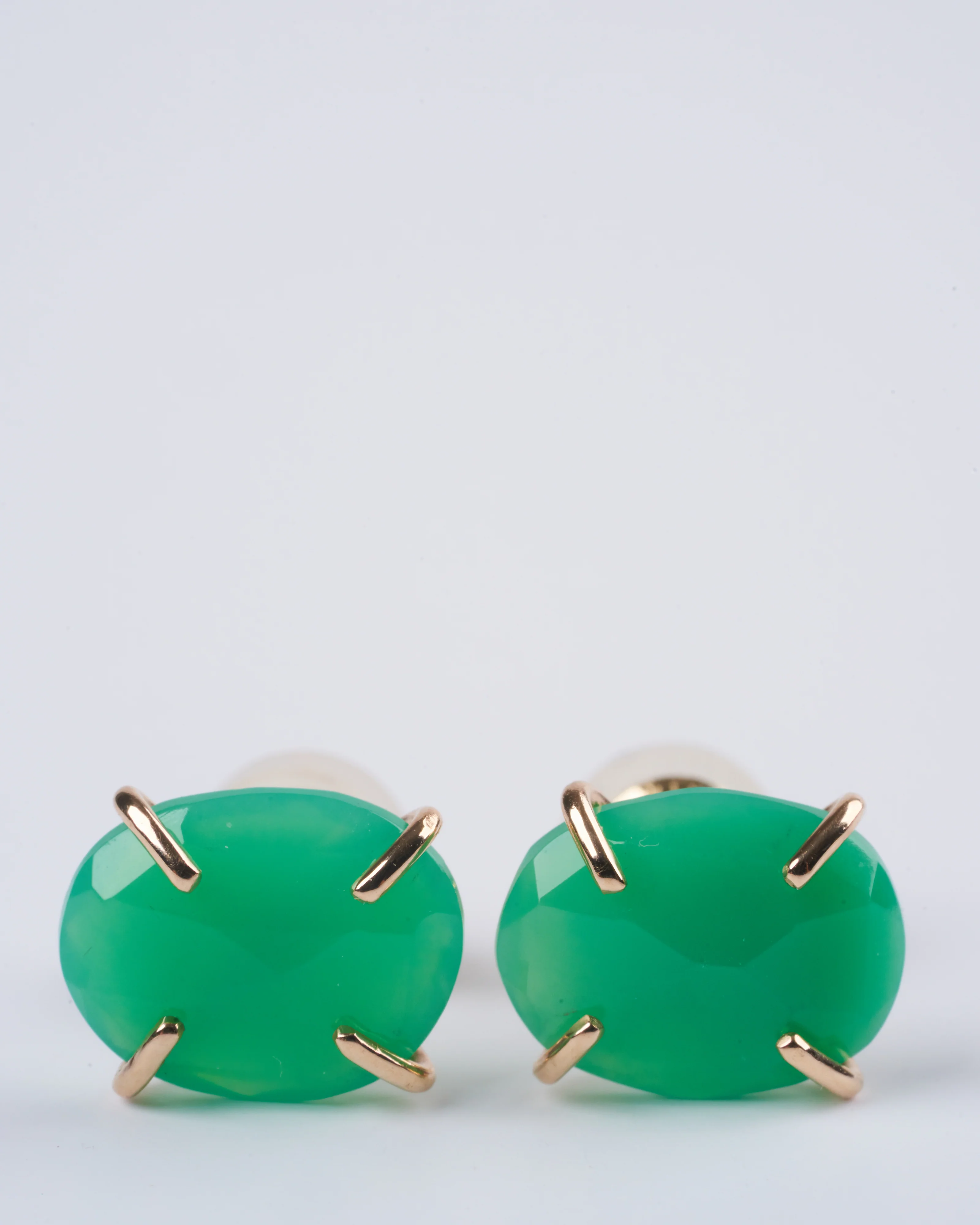 chrysoprase freeform post earring - gold/green - Image 3