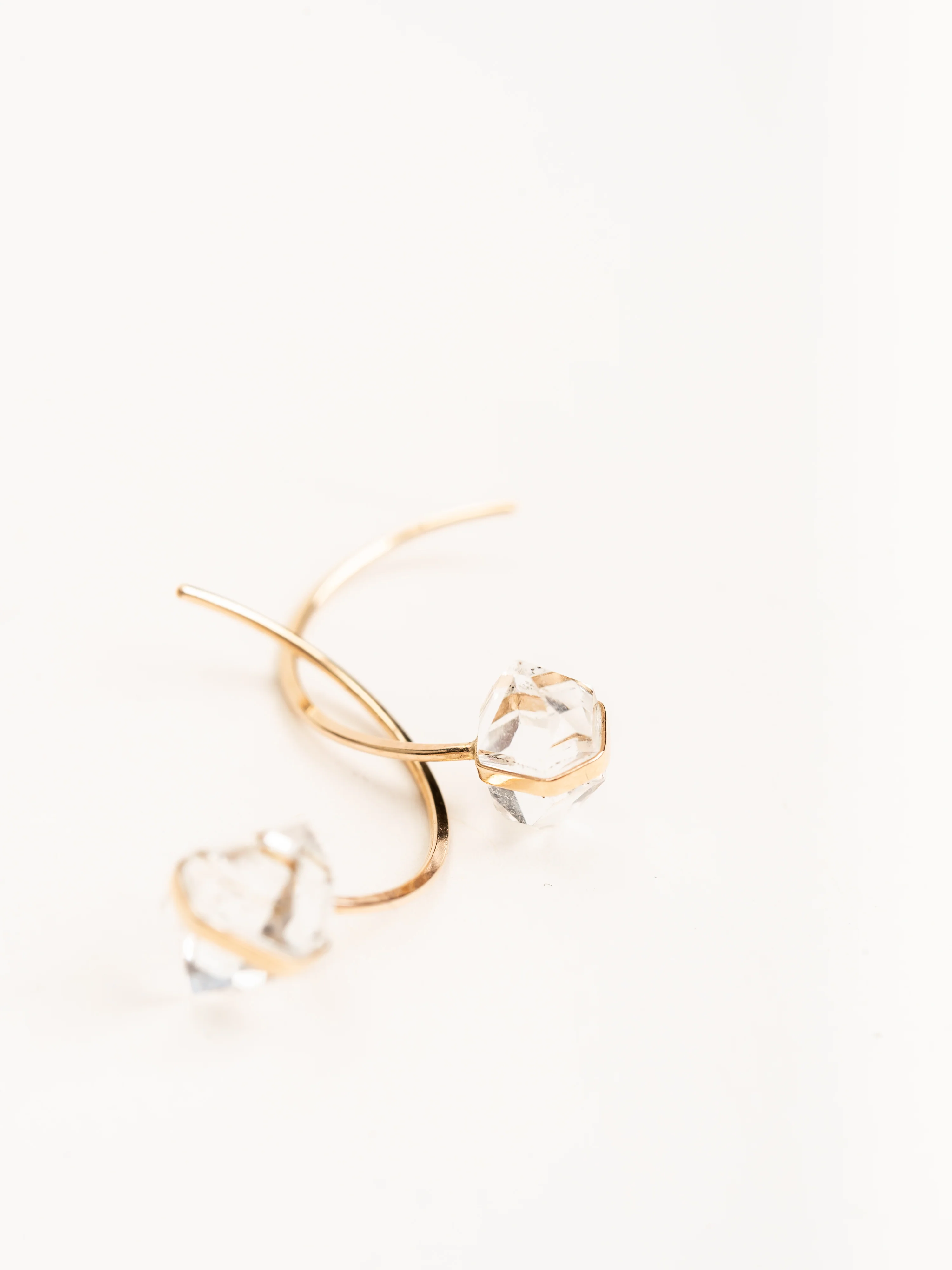 14k gold herkimer diamond tail back earrings - Image 3