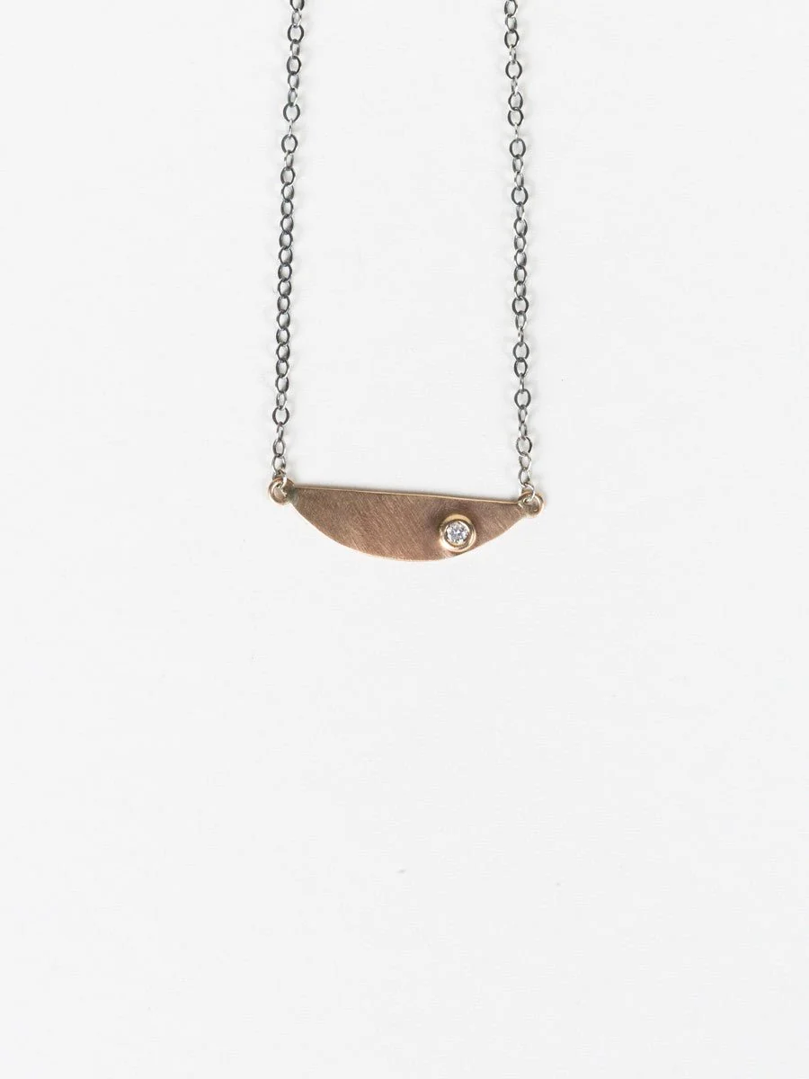 half moon pendant - ss chain - Image 3