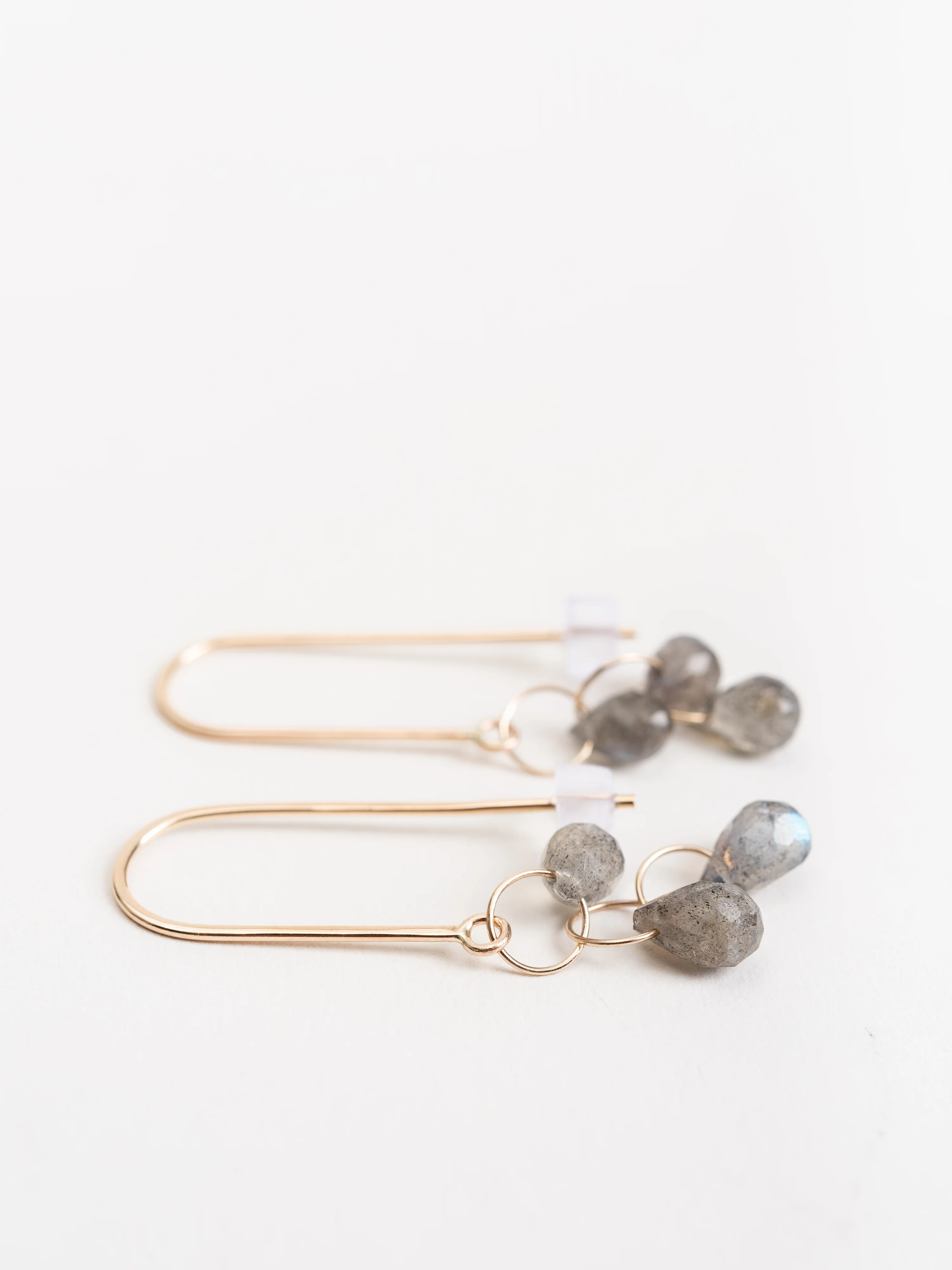 labrodorite 3 drop wire earrings - Image 2