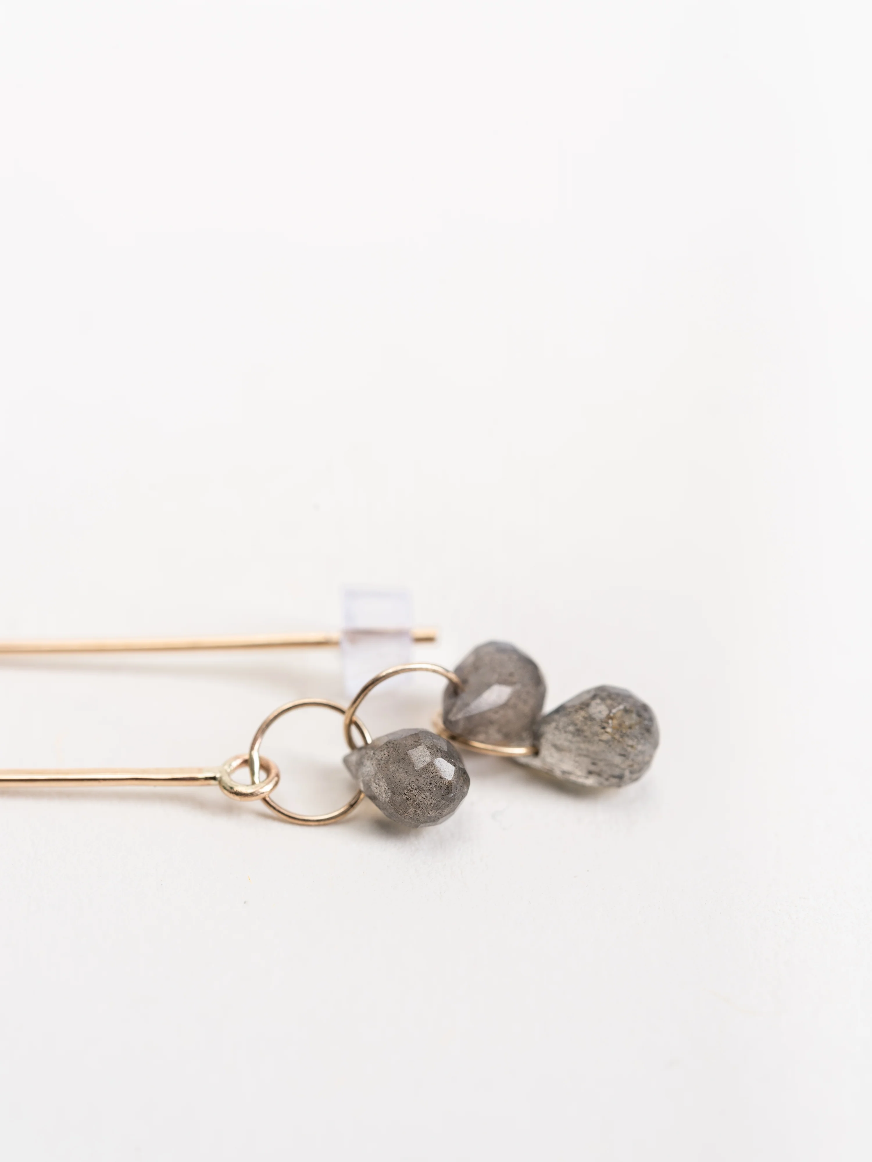 labrodorite 3 drop wire earrings - Image 3