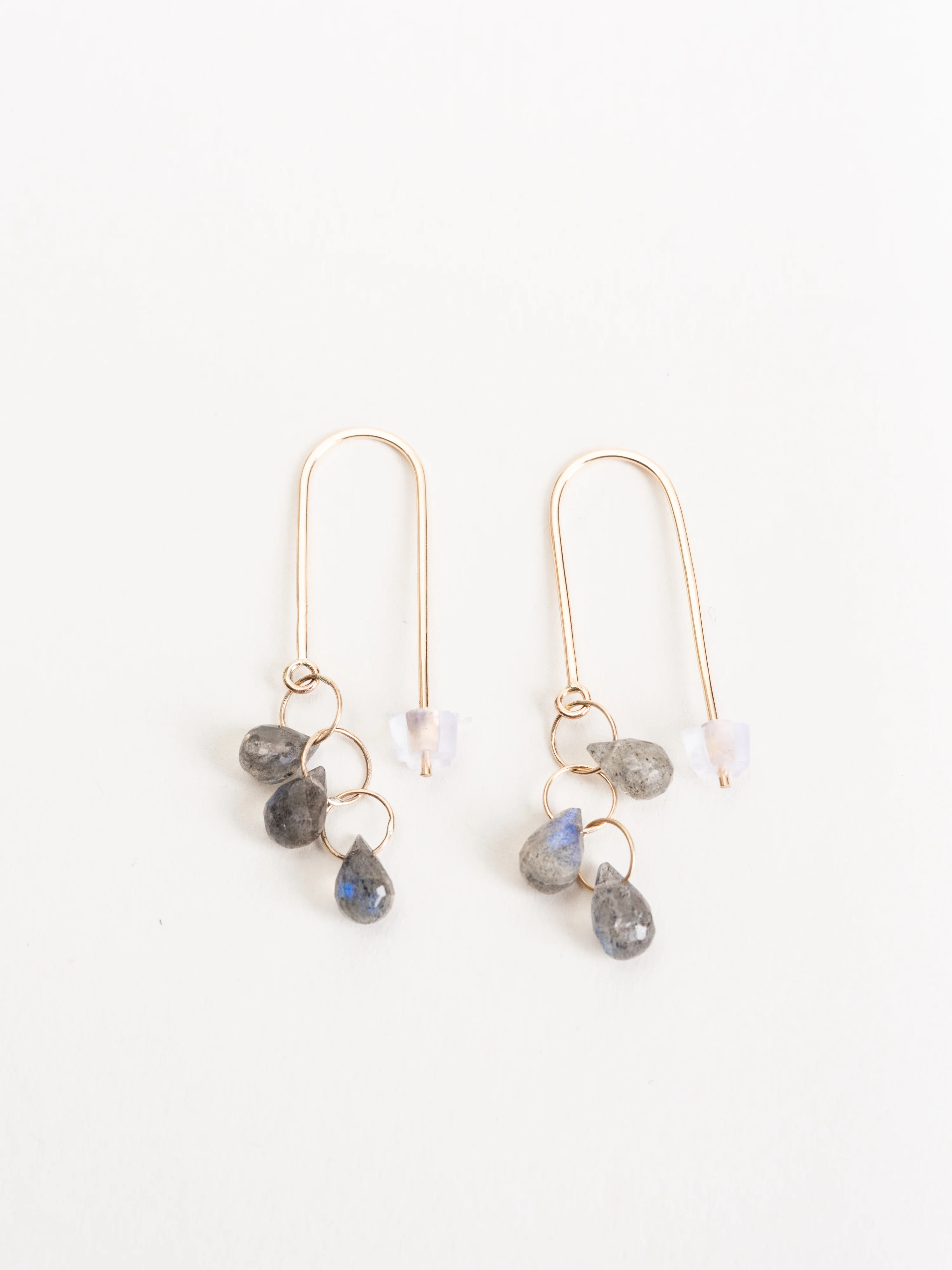 labrodorite 3 drop wire earrings - Image 4