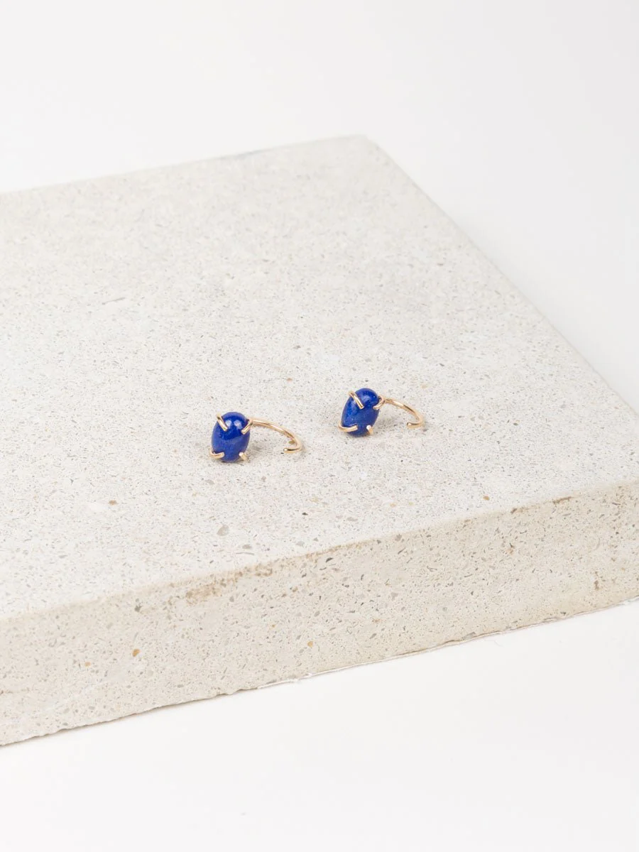 oval lapis hugger hoops - Image 2