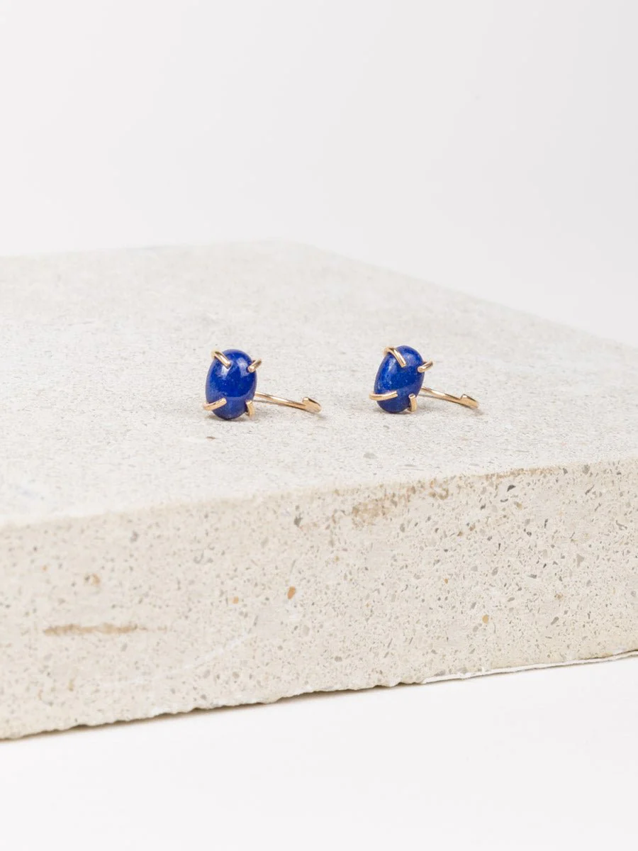 oval lapis hugger hoops - Image 3