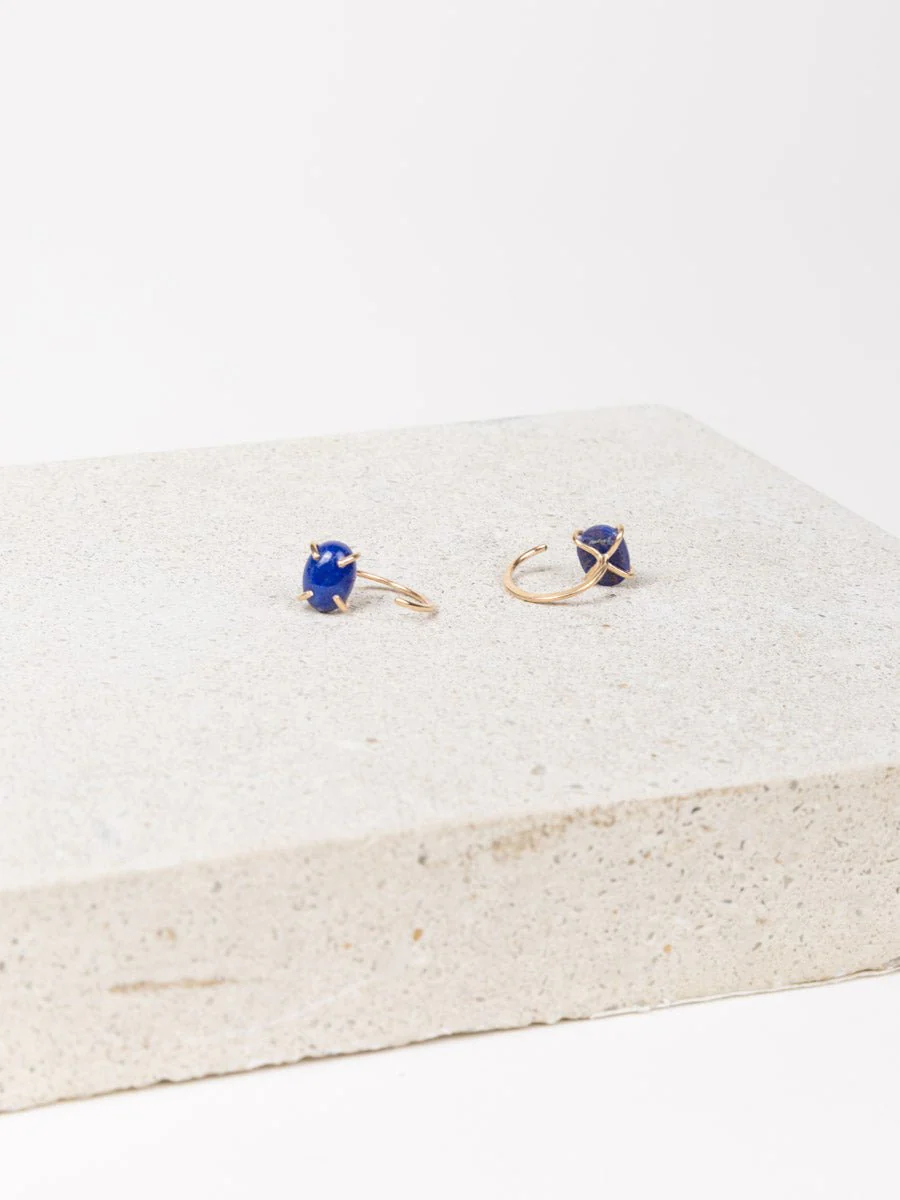 oval lapis hugger hoops - Image 4