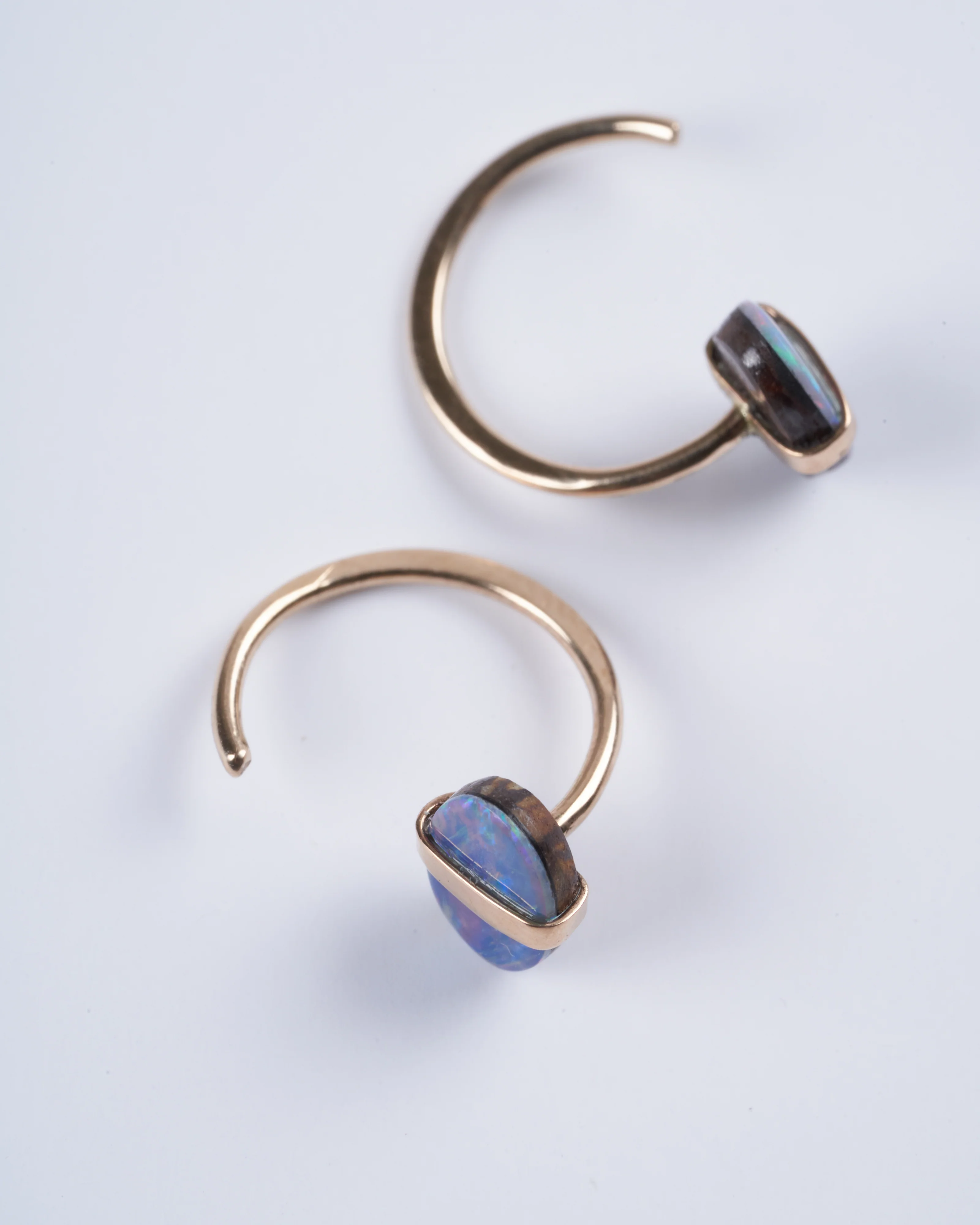 limited edition  bezel wrapped australian opal hug earring - Image 2