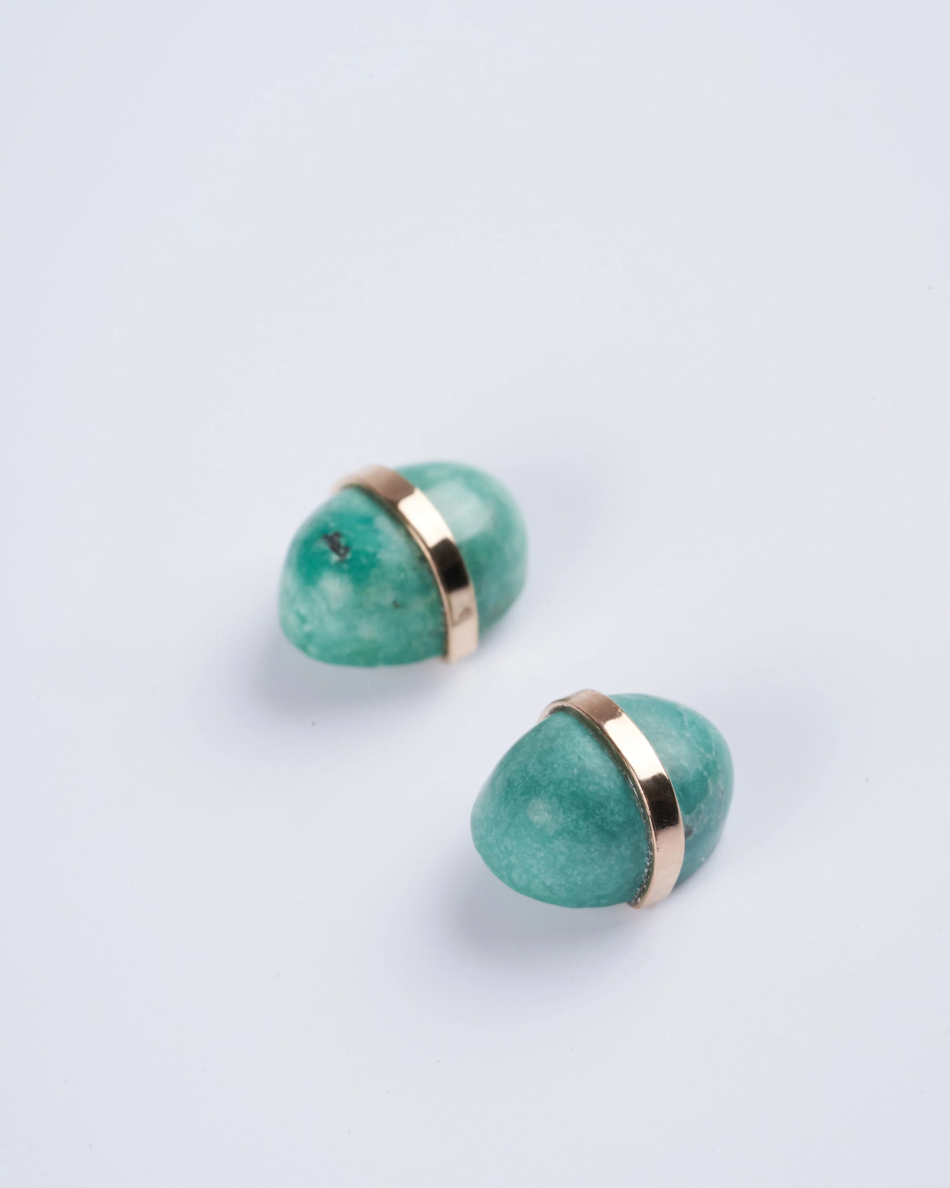 limited edition 14k gold bezel wrapped turquoise studs - blue - Image 2