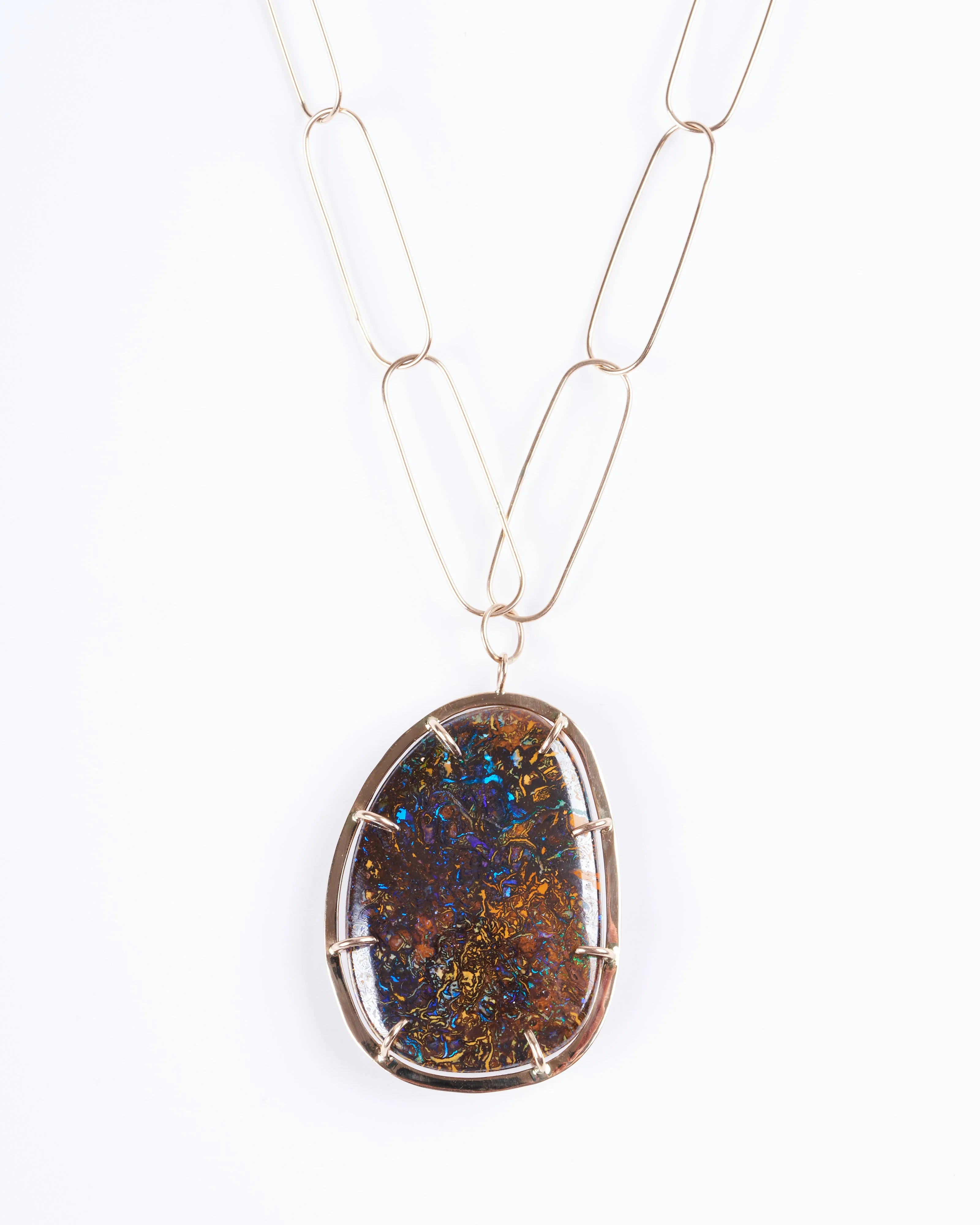 one of a kind boulder opal necklace