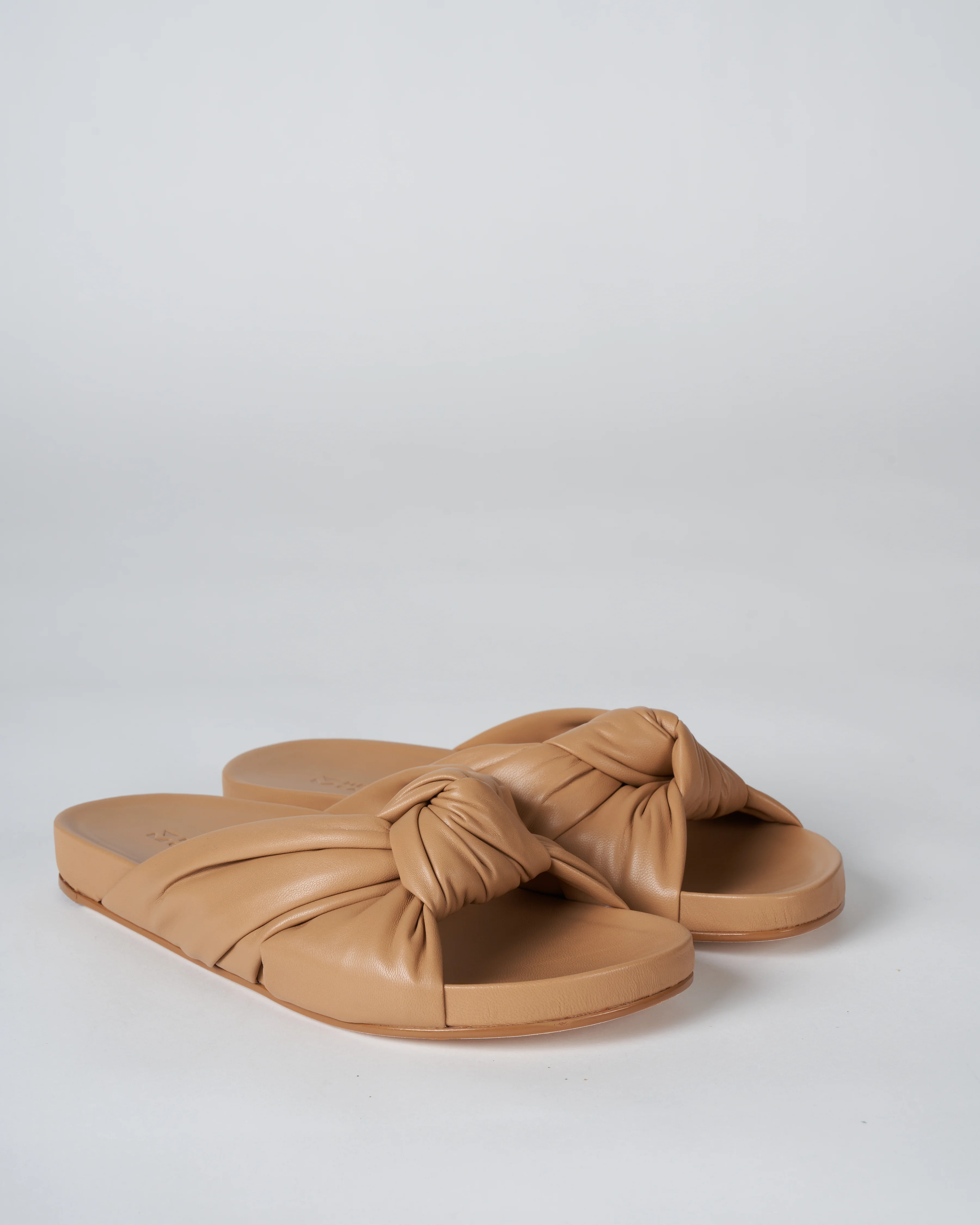 nora anatomic flat slide sandal - beige leather - Image 2