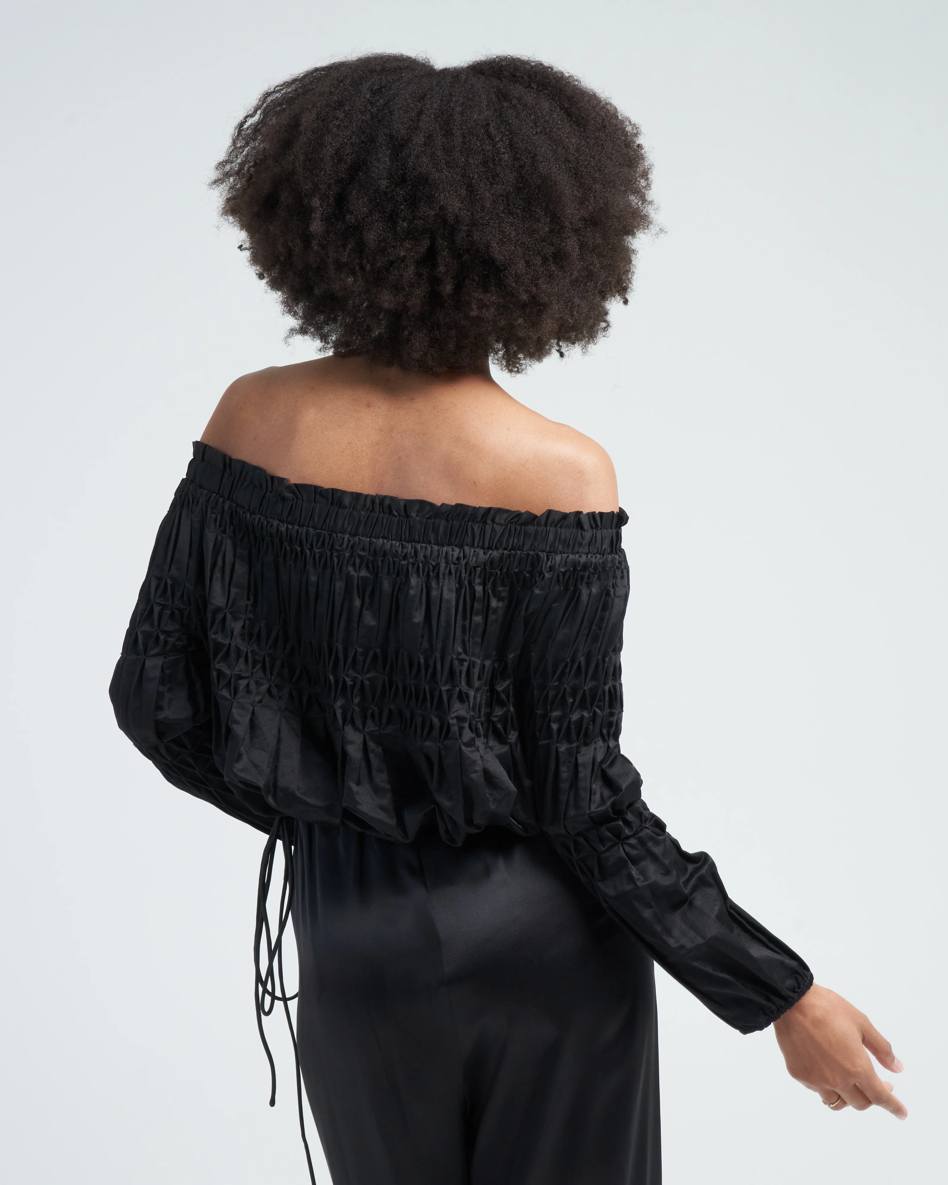 abbot cotton silk woven top - black - Image 4
