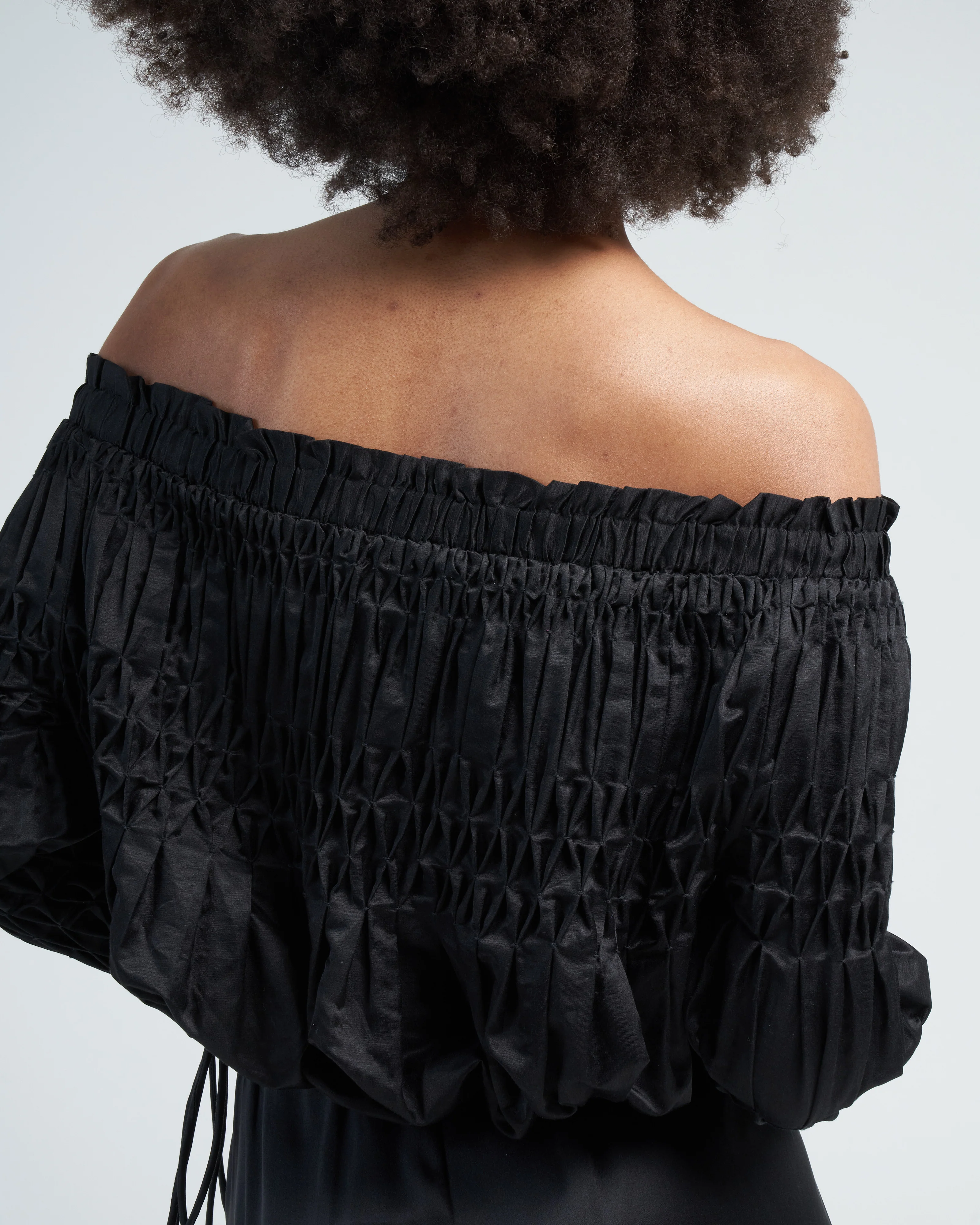 abbot cotton silk woven top - black - Image 5