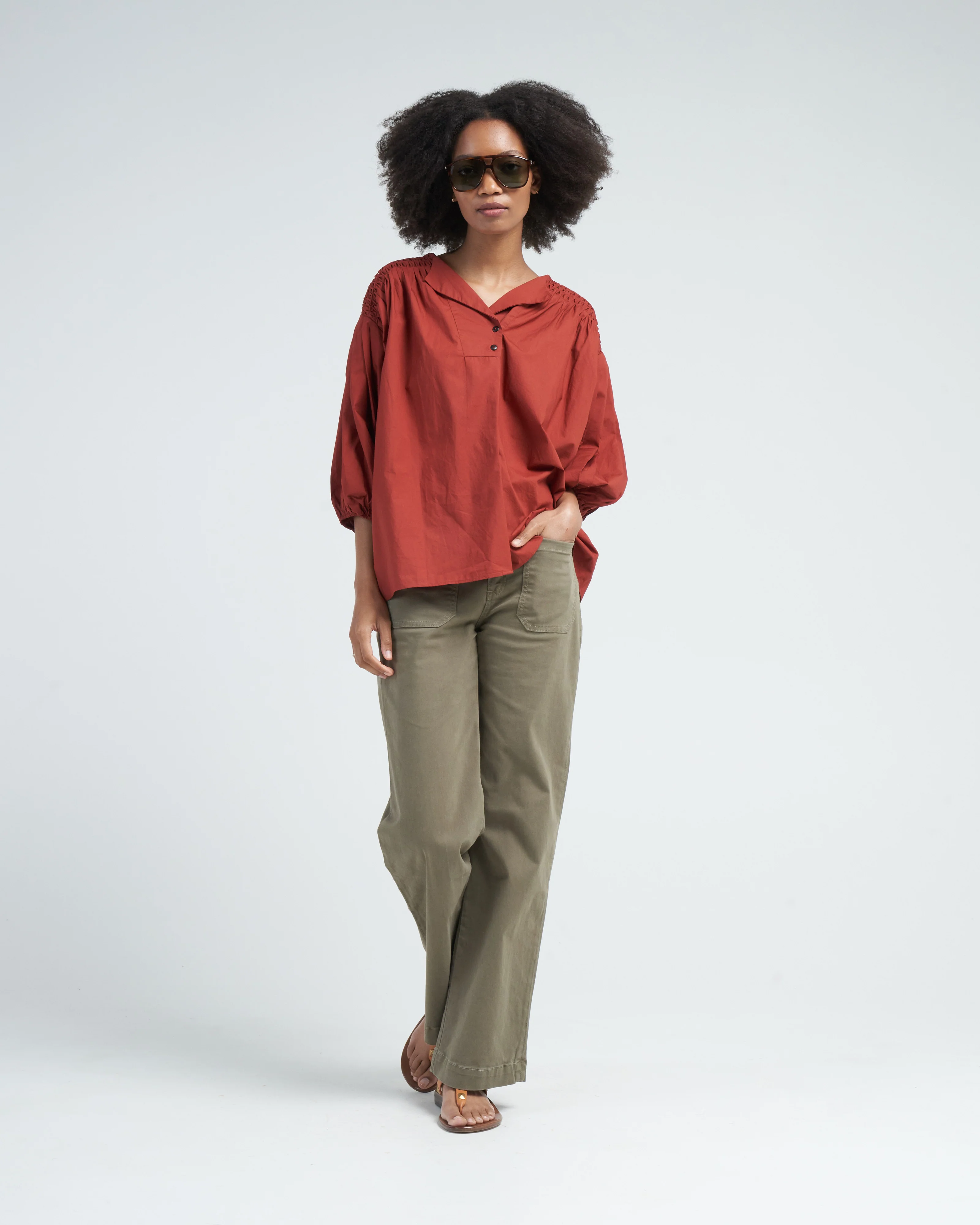 dalen woven top - terracotta - Image 2