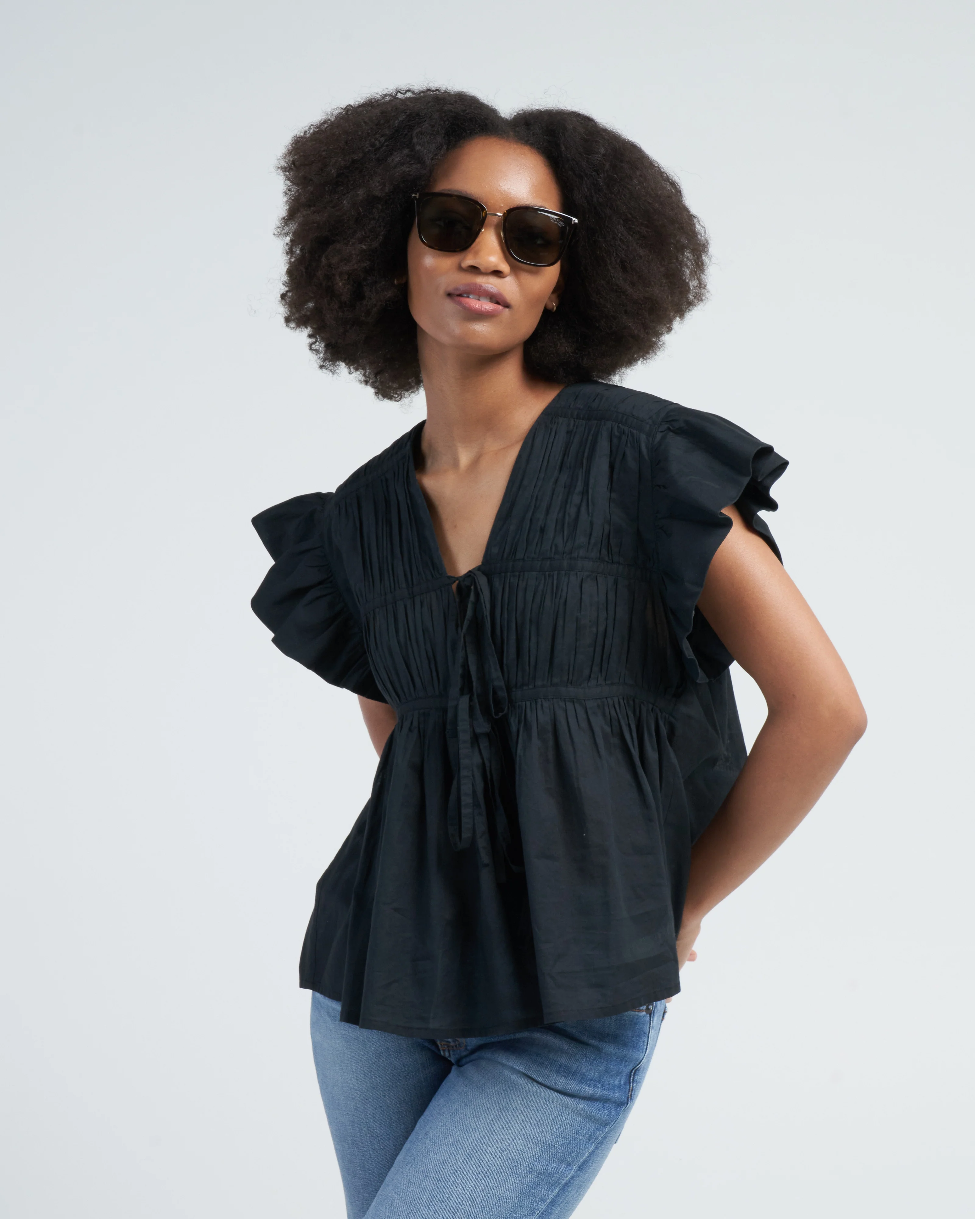 mesa woven top - black