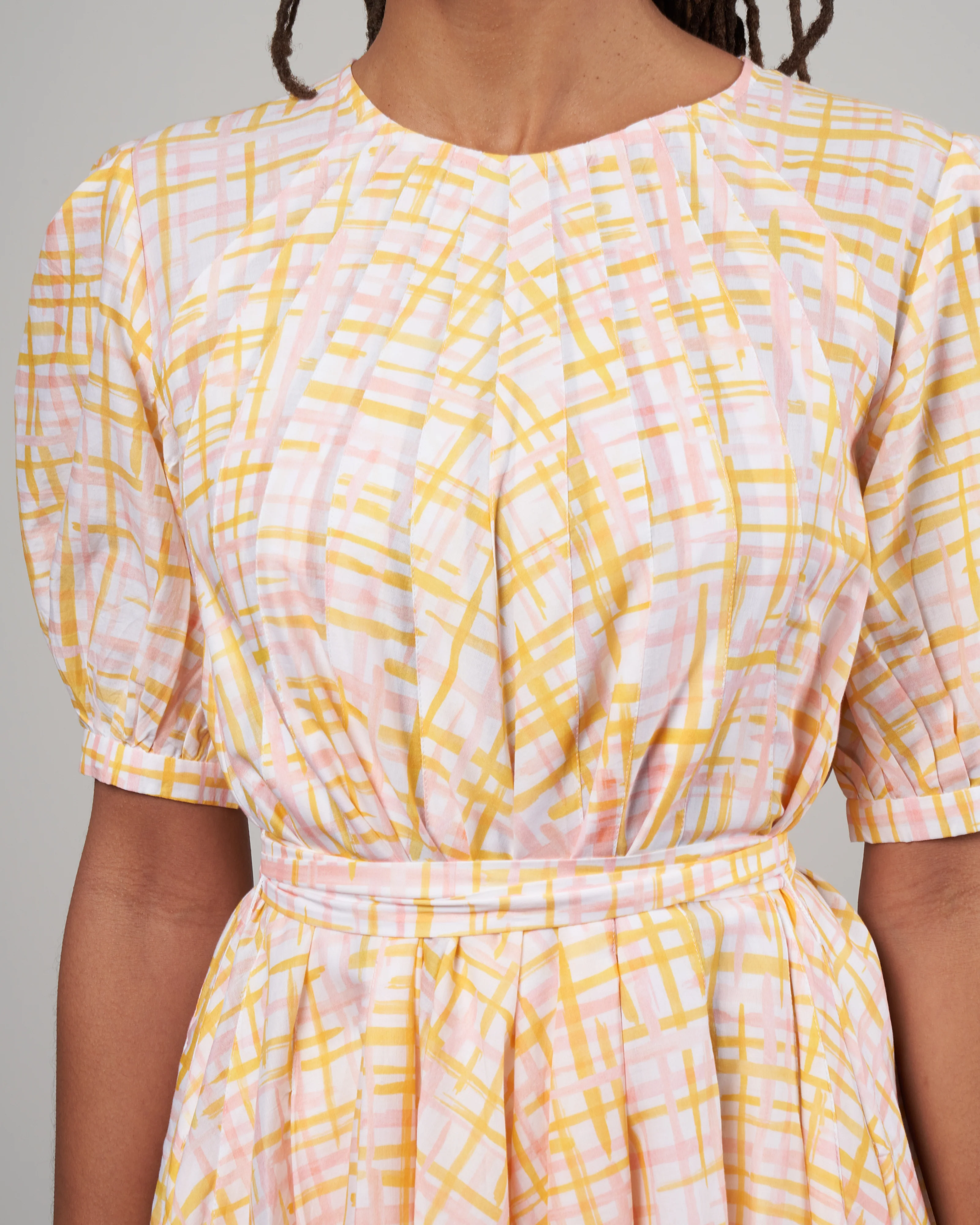 wolkers print dress - marigold crosshatch print - Image 4