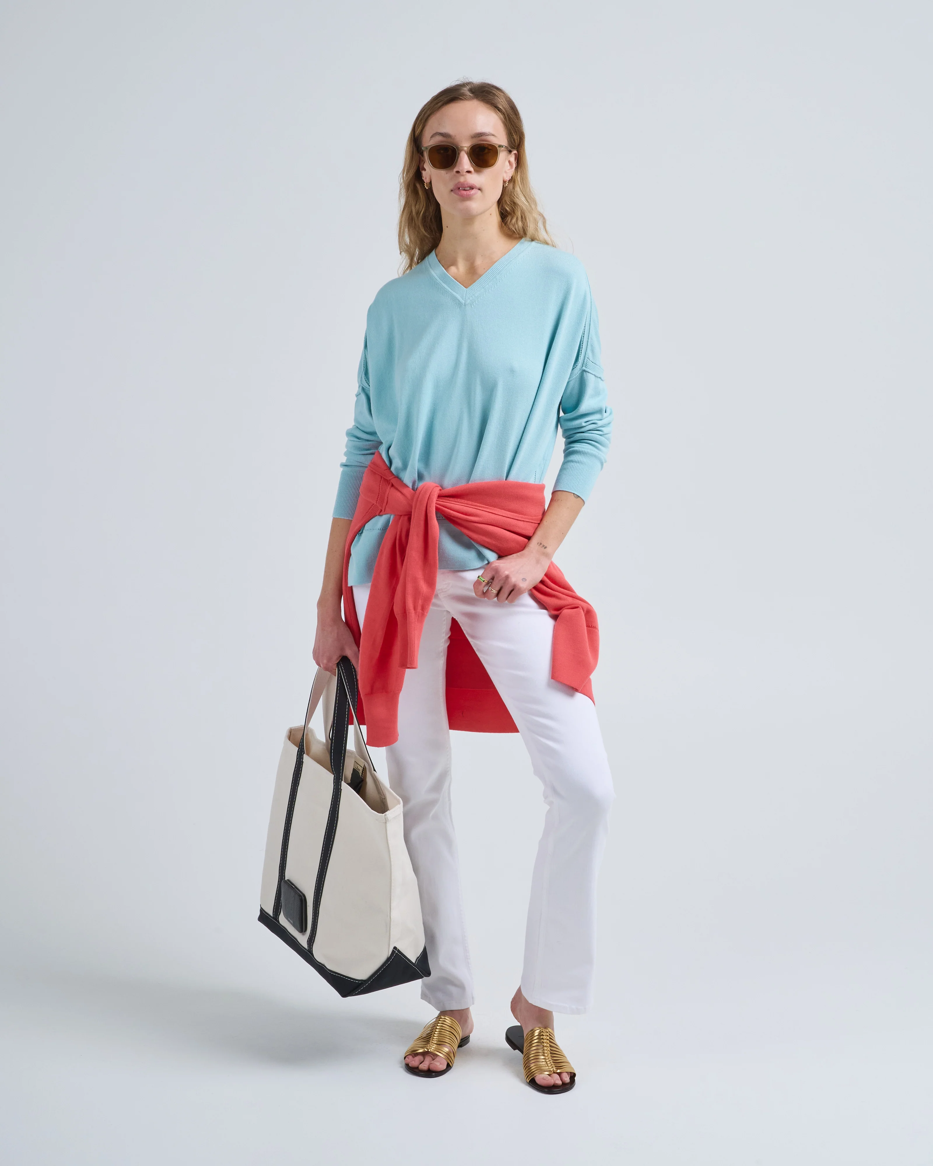 cotton pointelle v-neck - Image 2