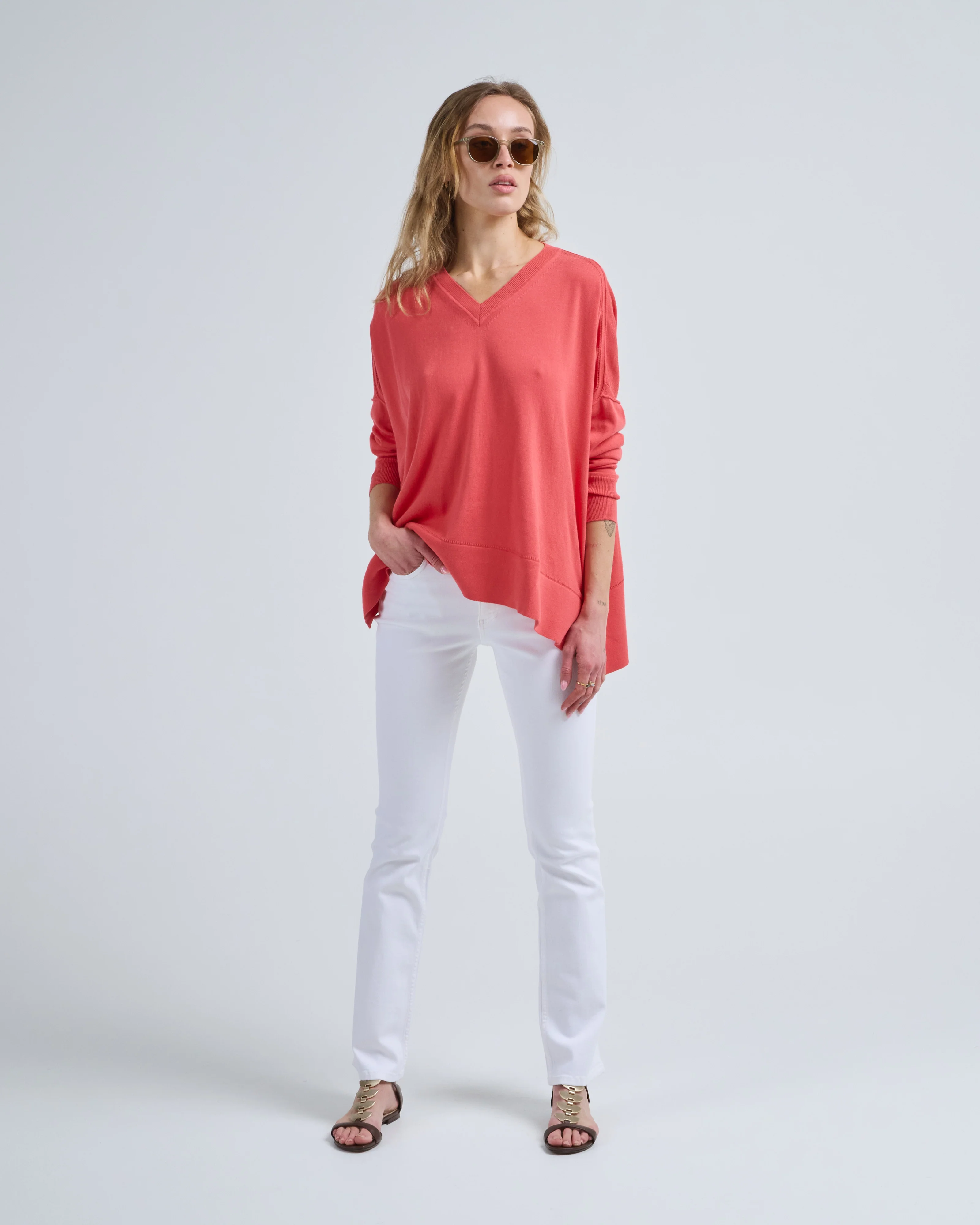 cotton pointelle v-neck - Image 5
