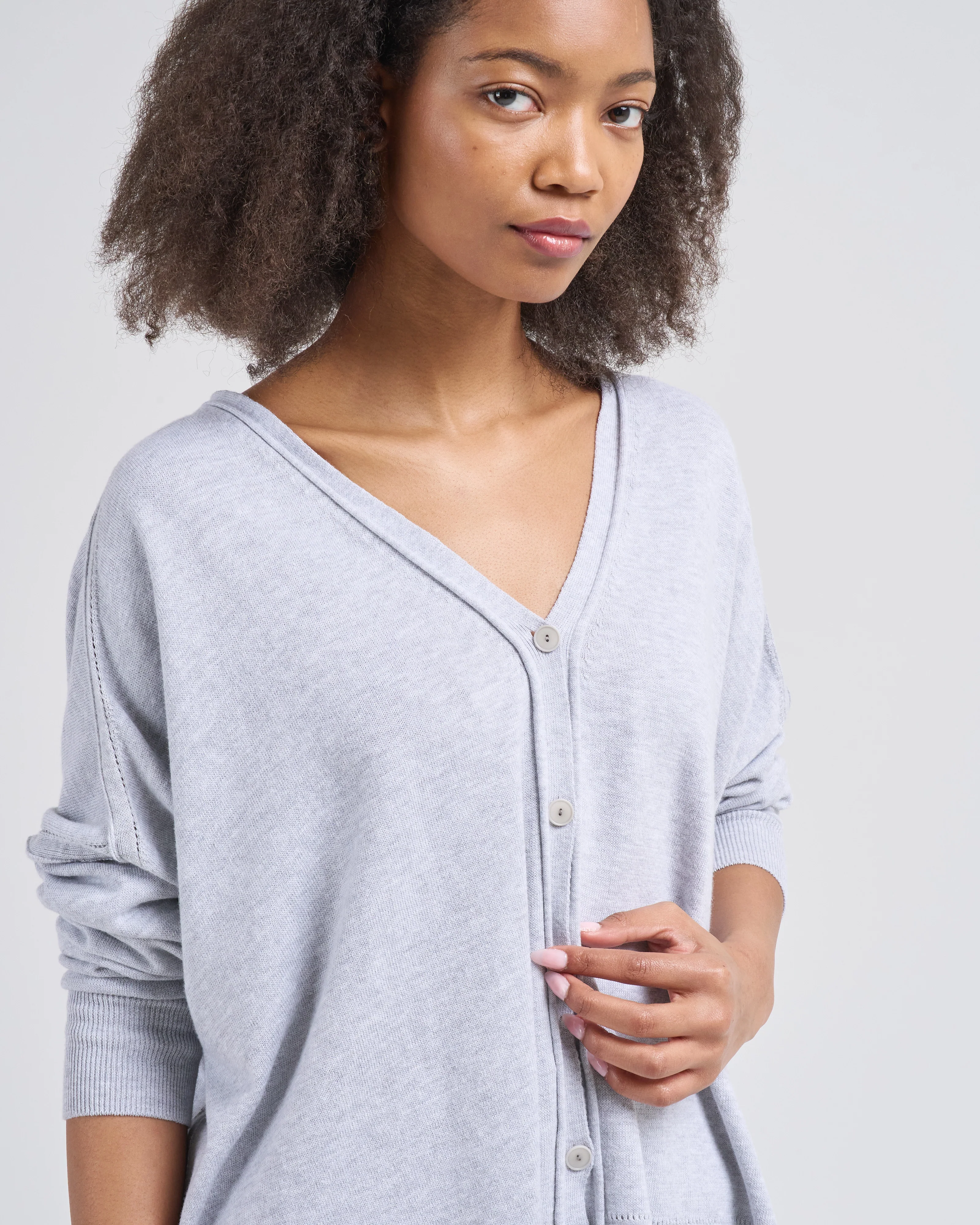 cotton pointelle cardigan