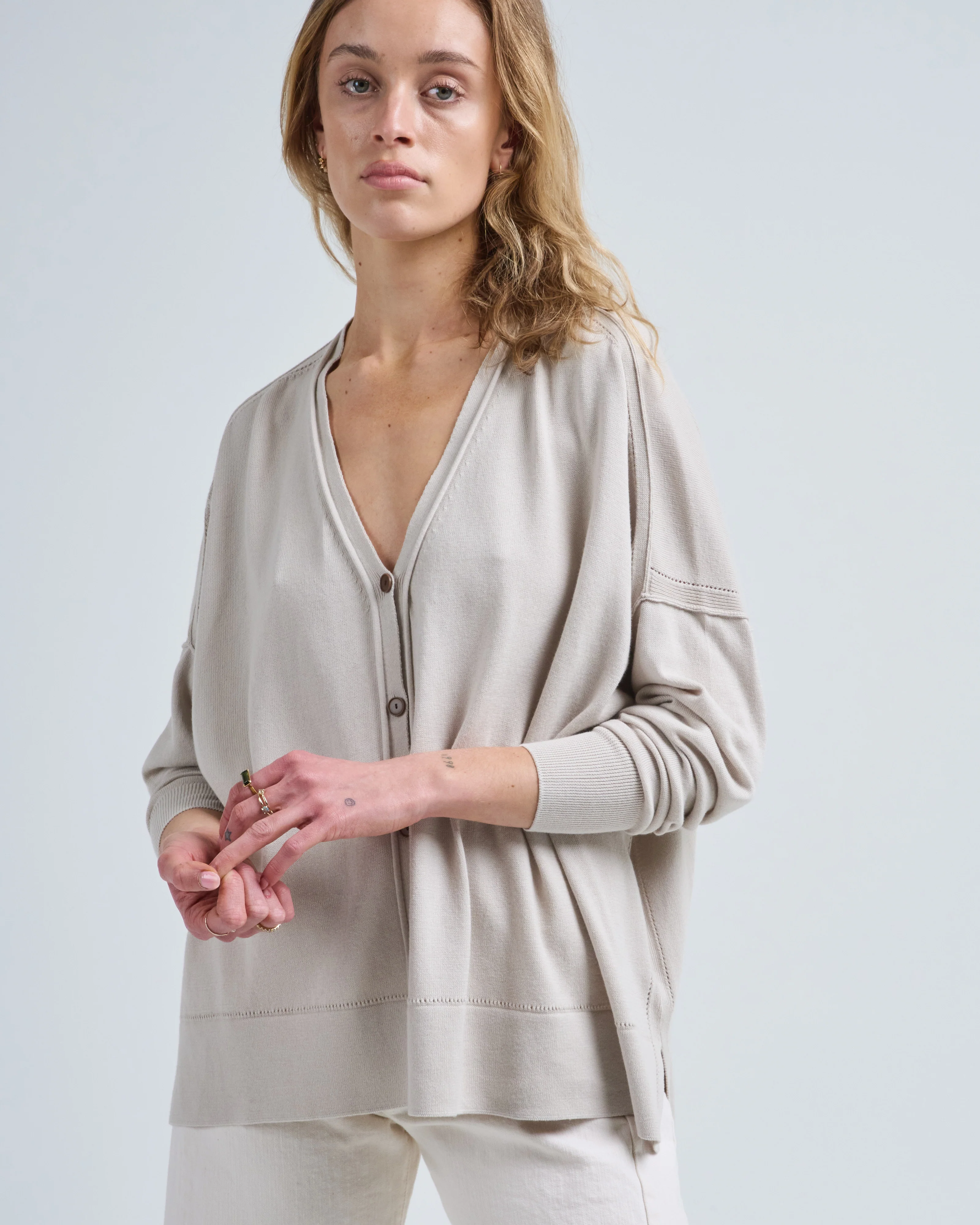 cotton pointelle cardigan - Image 4