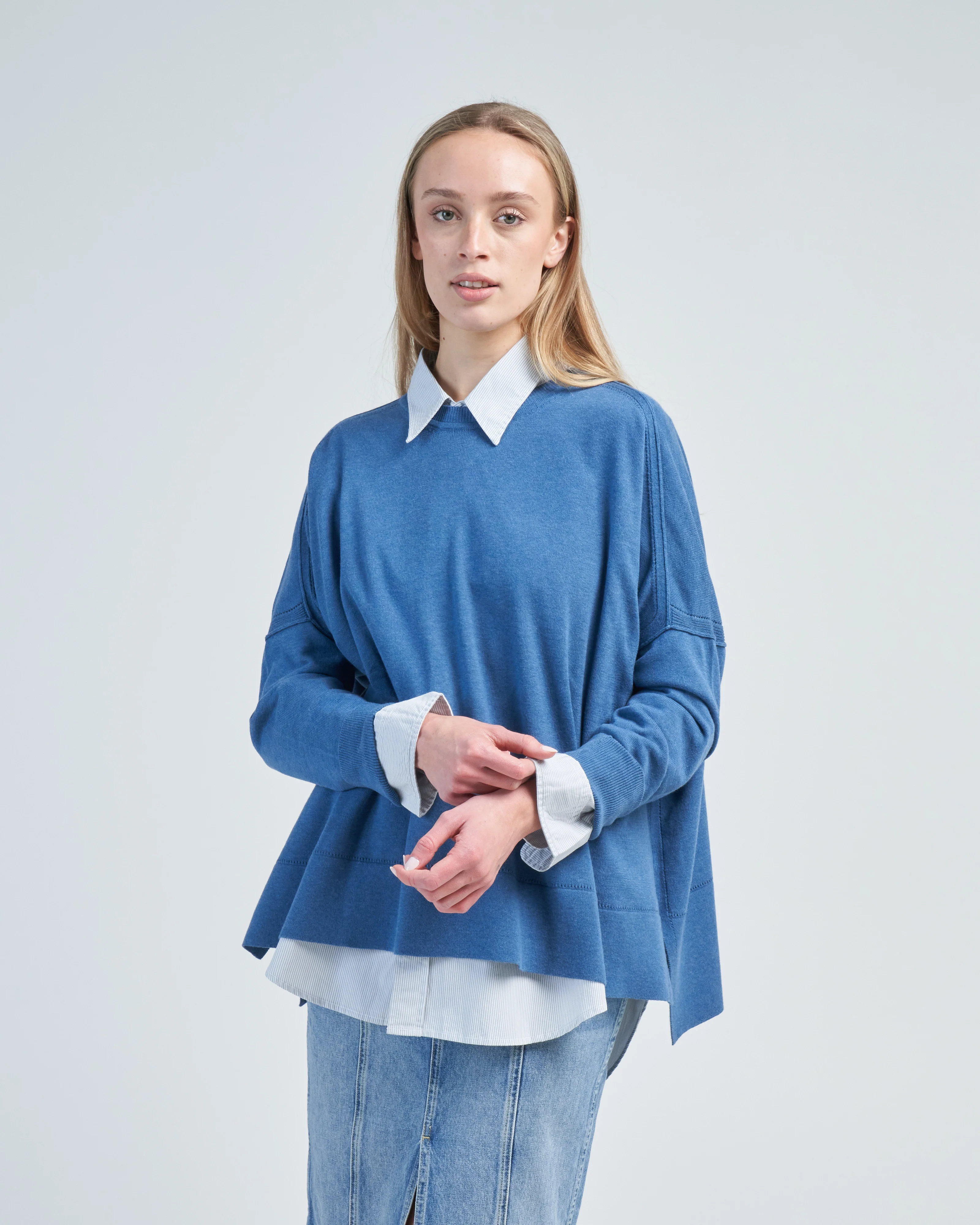 cotton pointelle crew