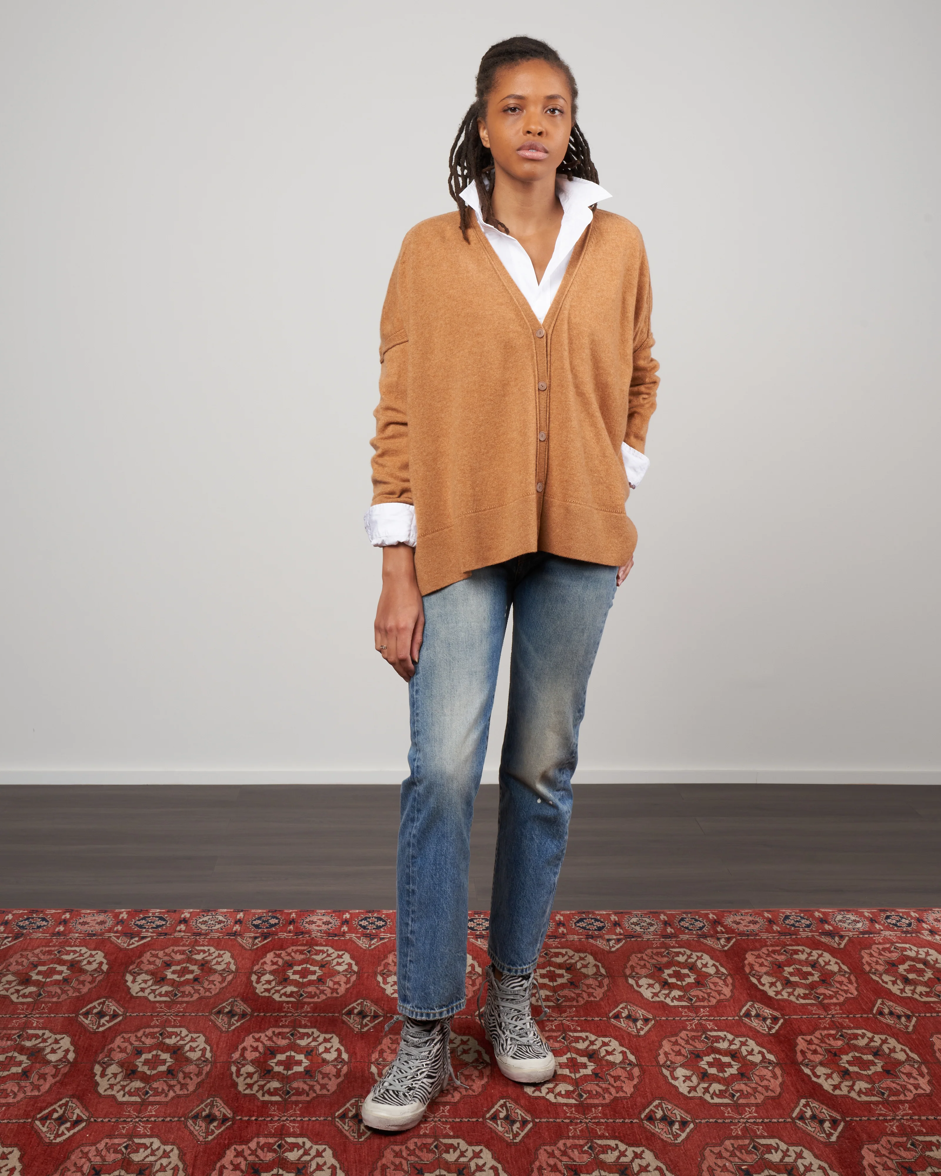 dropped shoulder cardigan - march brown - Image 2
