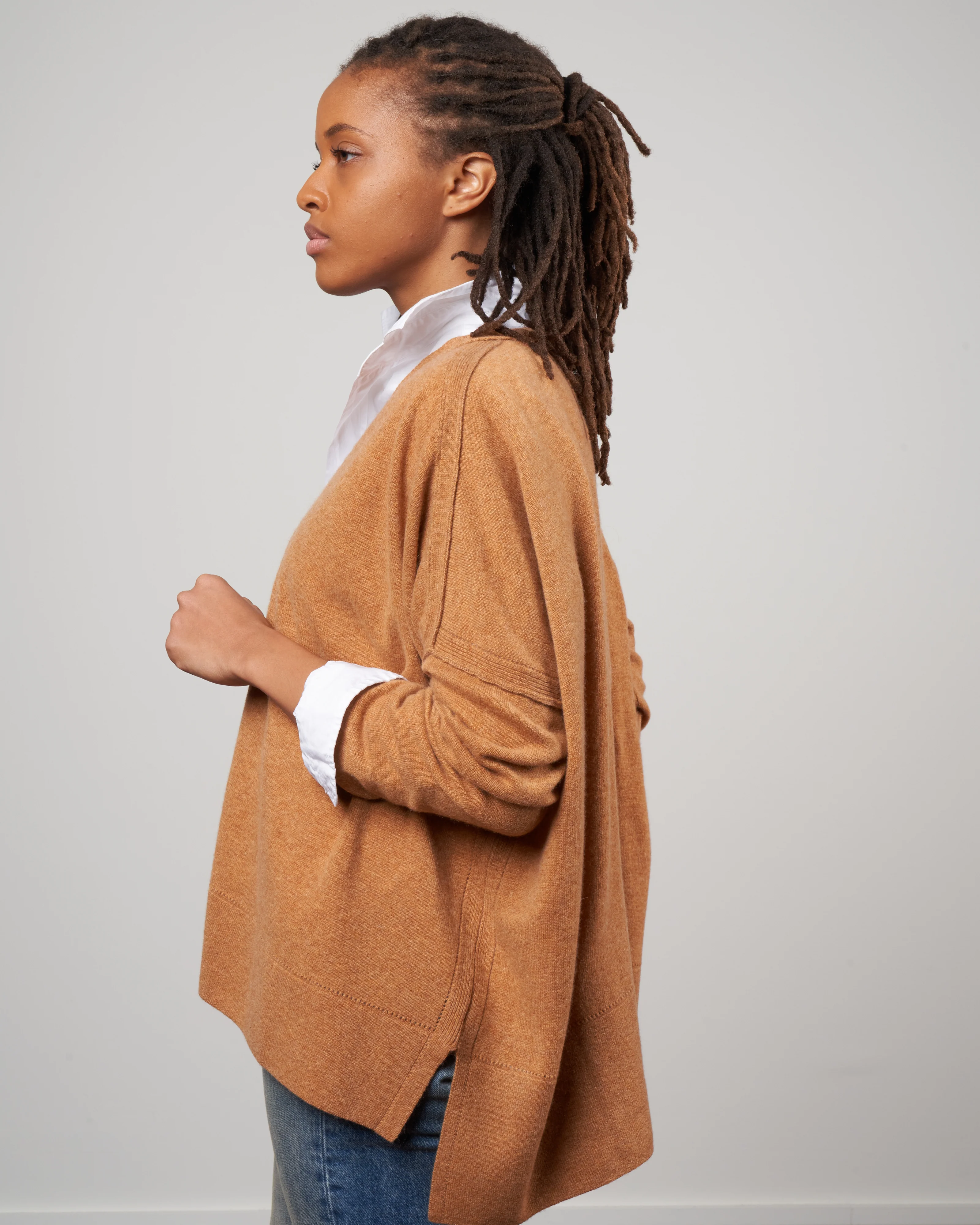dropped shoulder cardigan - march brown - Image 3